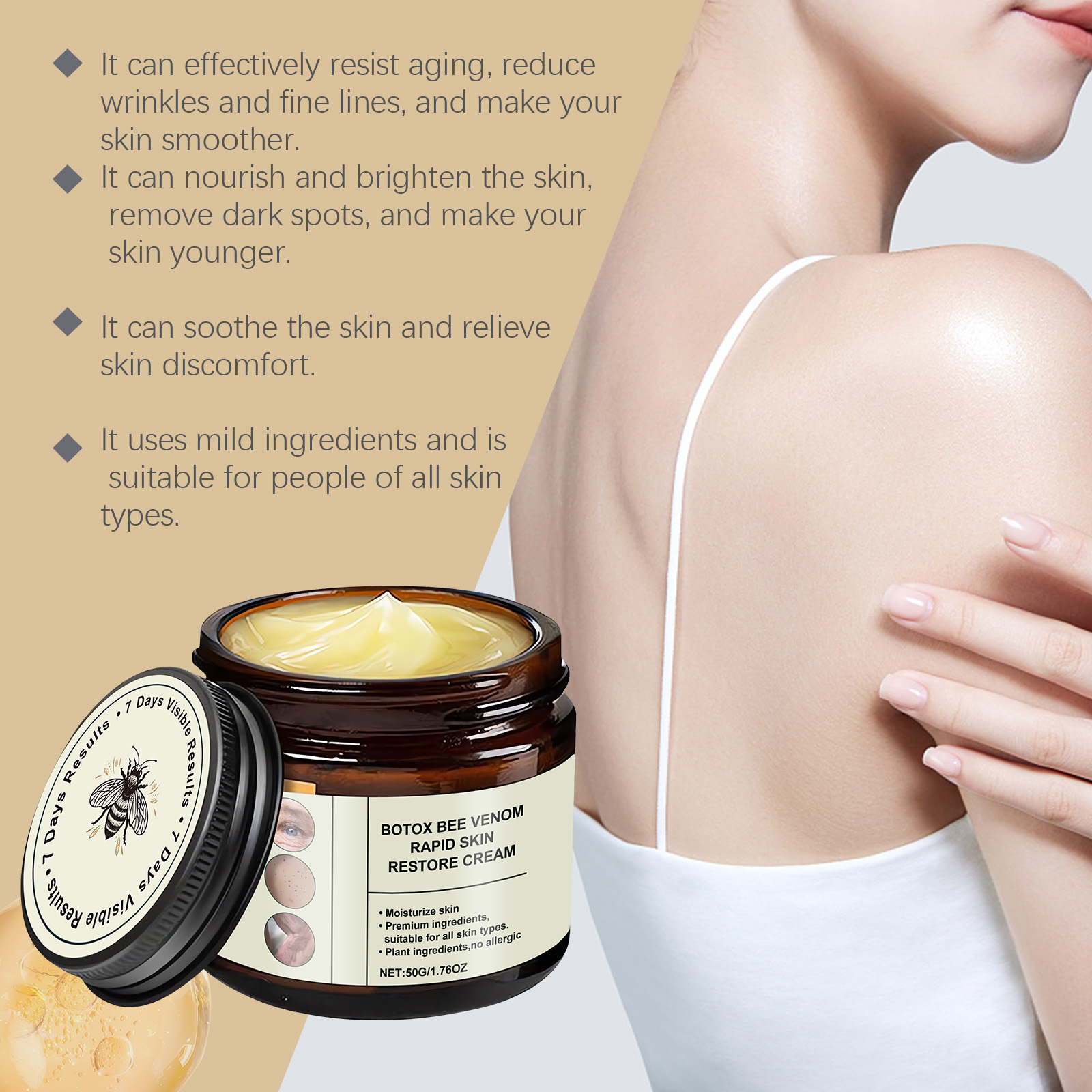 Bee Venum Skin Care Cream Deep Nourish Elastic Moisturize Soft Bright Body Skin