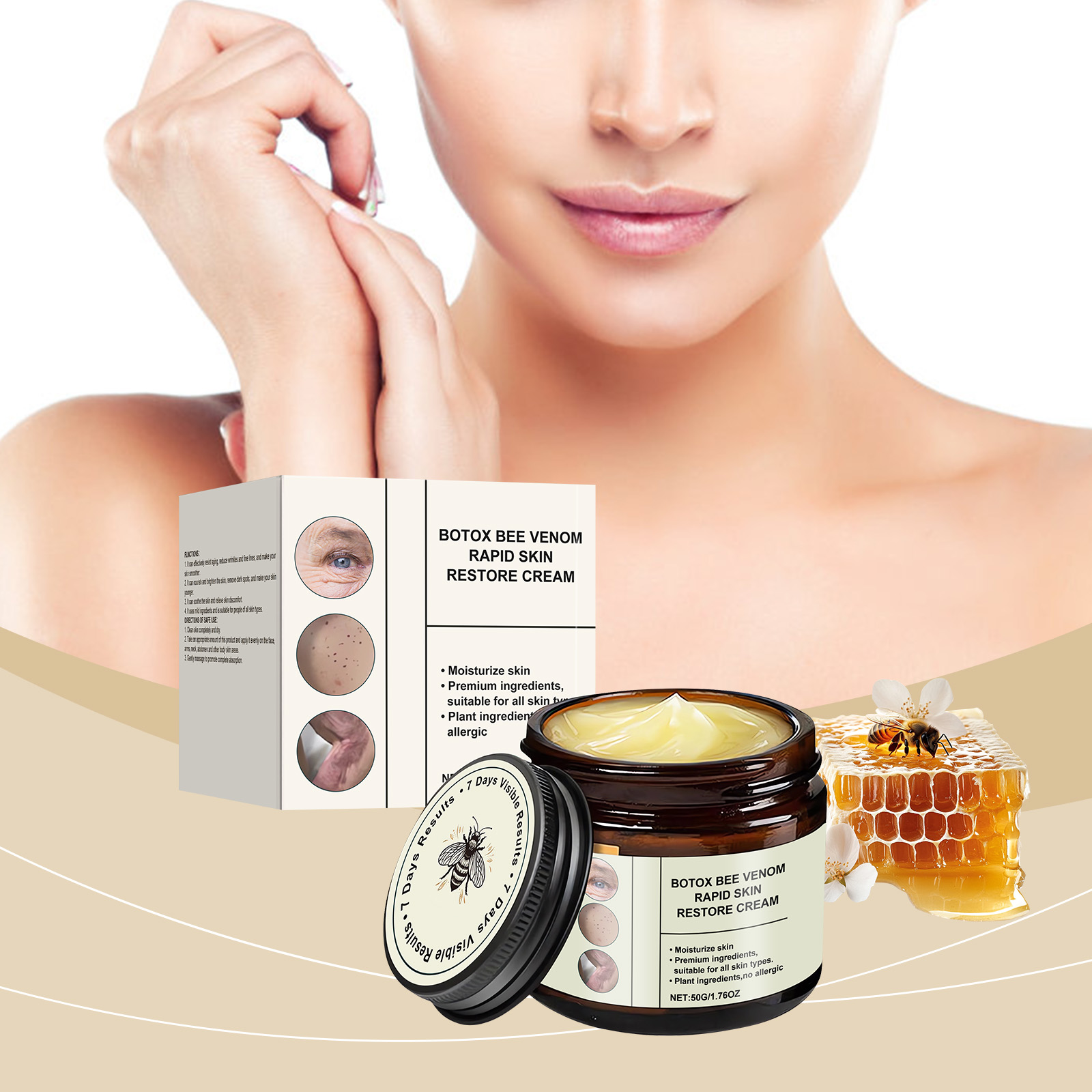 Bee Venum Skin Care Cream Deep Nourish Elastic Moisturize Soft Bright Body Skin