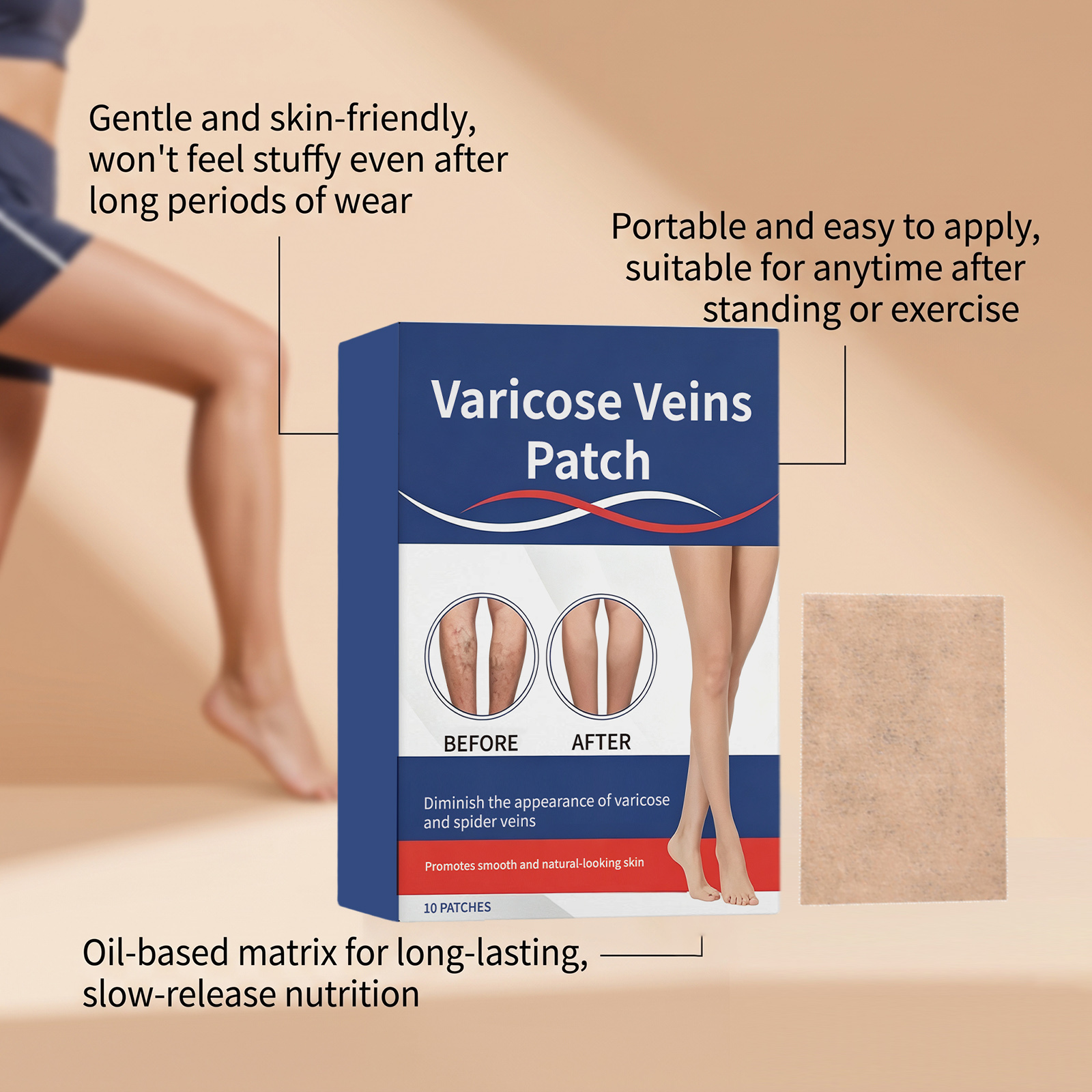 Leg Care Patch Mild Formula Gentle Care Fit Skin Moisture Breathable Daily Portable Leg Treatment