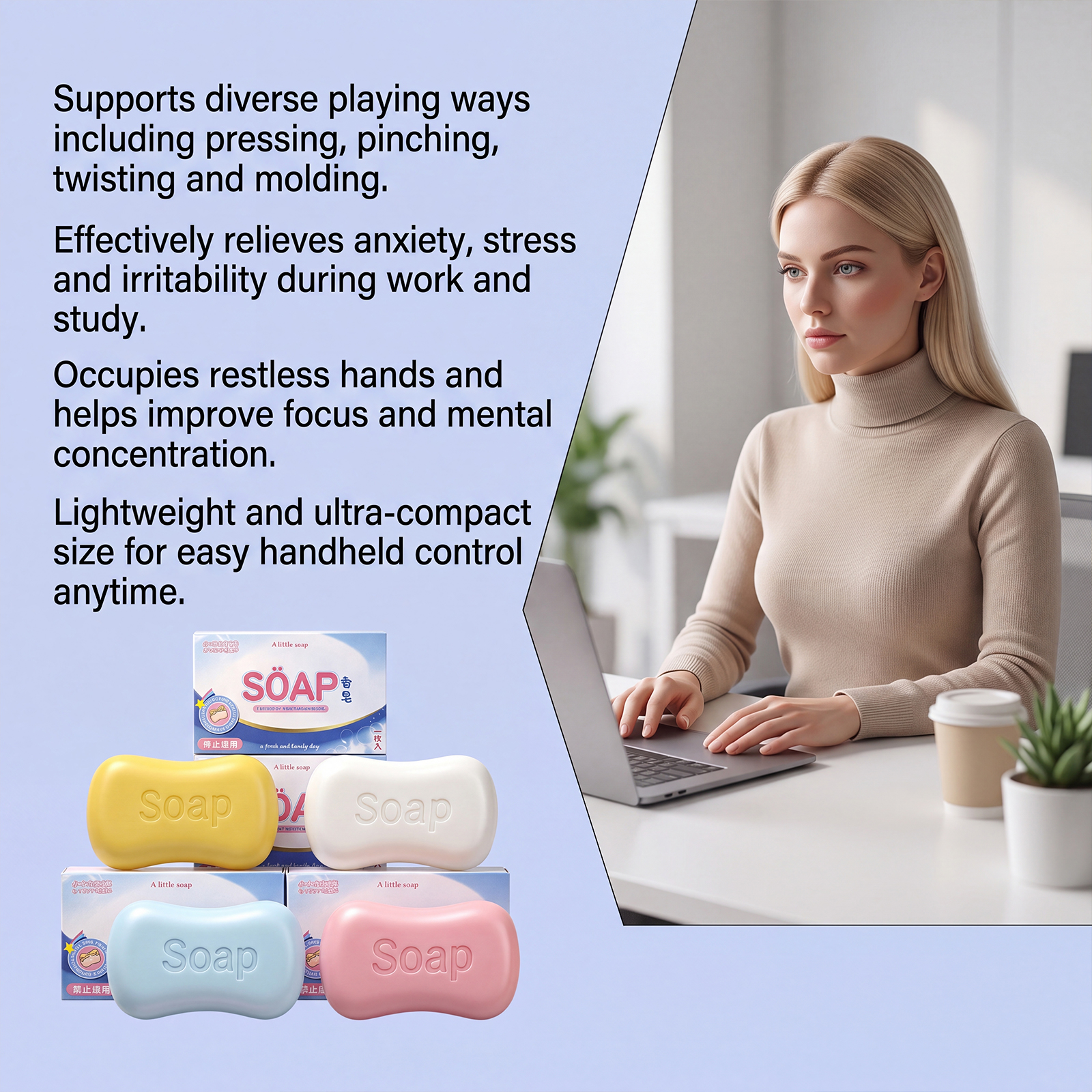 (Pink) Soap Squeeze Toy Desktop Fun Ornament Daily Leisure Squeeze Gadget Comfortable Hand Feeling Creative Squishy Toy