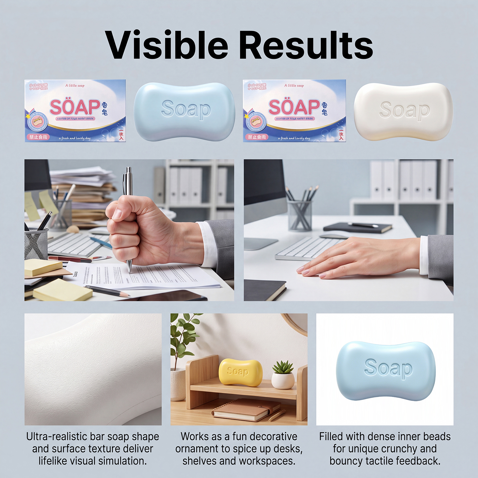 (Pink) Soap Squeeze Toy Desktop Fun Ornament Daily Leisure Squeeze Gadget Comfortable Hand Feeling Creative Squishy Toy