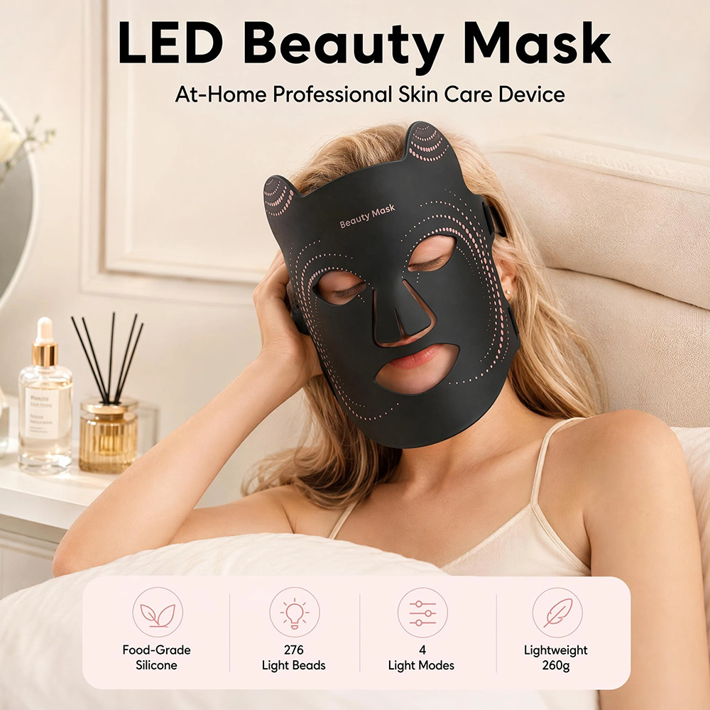 Silicone LED Beauty Mask Red Blue Infrared Light Photon Facial Mask Light Infrared Therapy Mask At-Home Skin Care Repair Skin Device