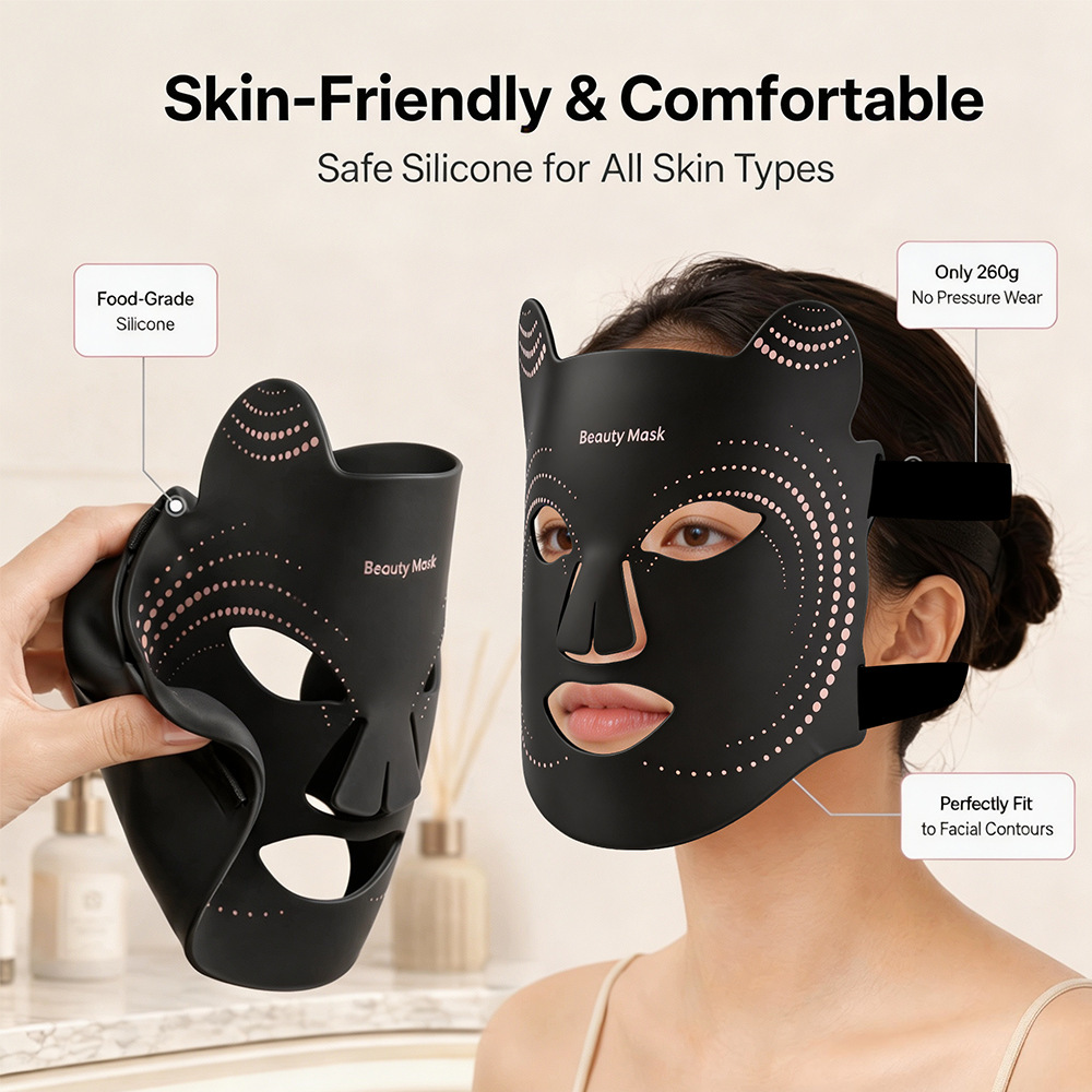 Silicone LED Beauty Mask Red Blue Infrared Light Photon Facial Mask Light Infrared Therapy Mask At-Home Skin Care Repair Skin Device