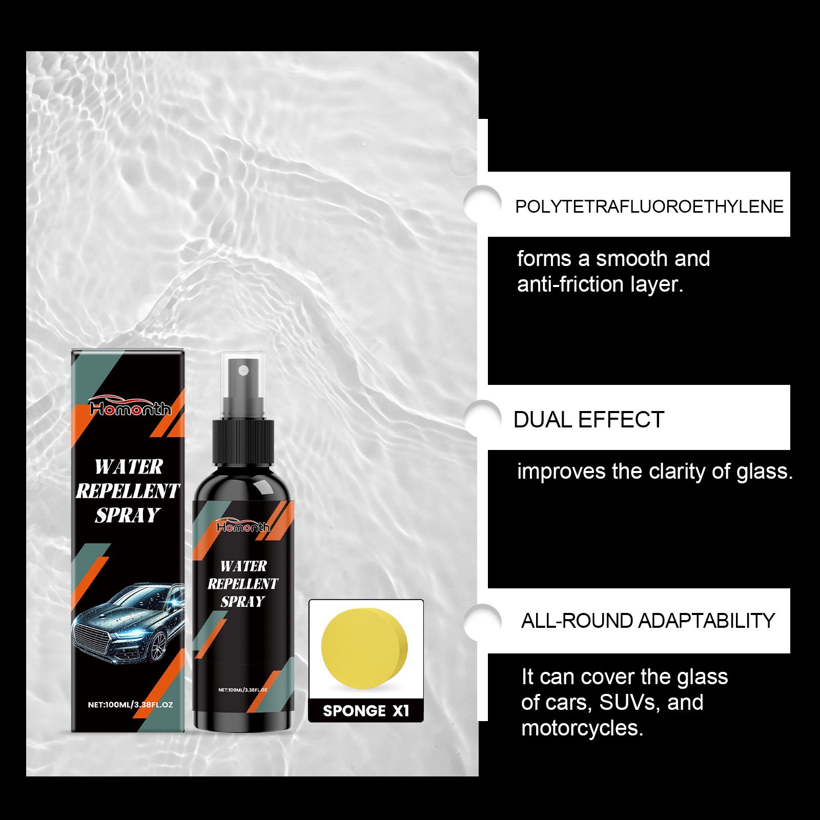 Car Waterproof Spray Water Repellent For Windshield Mirror And Glass Protection