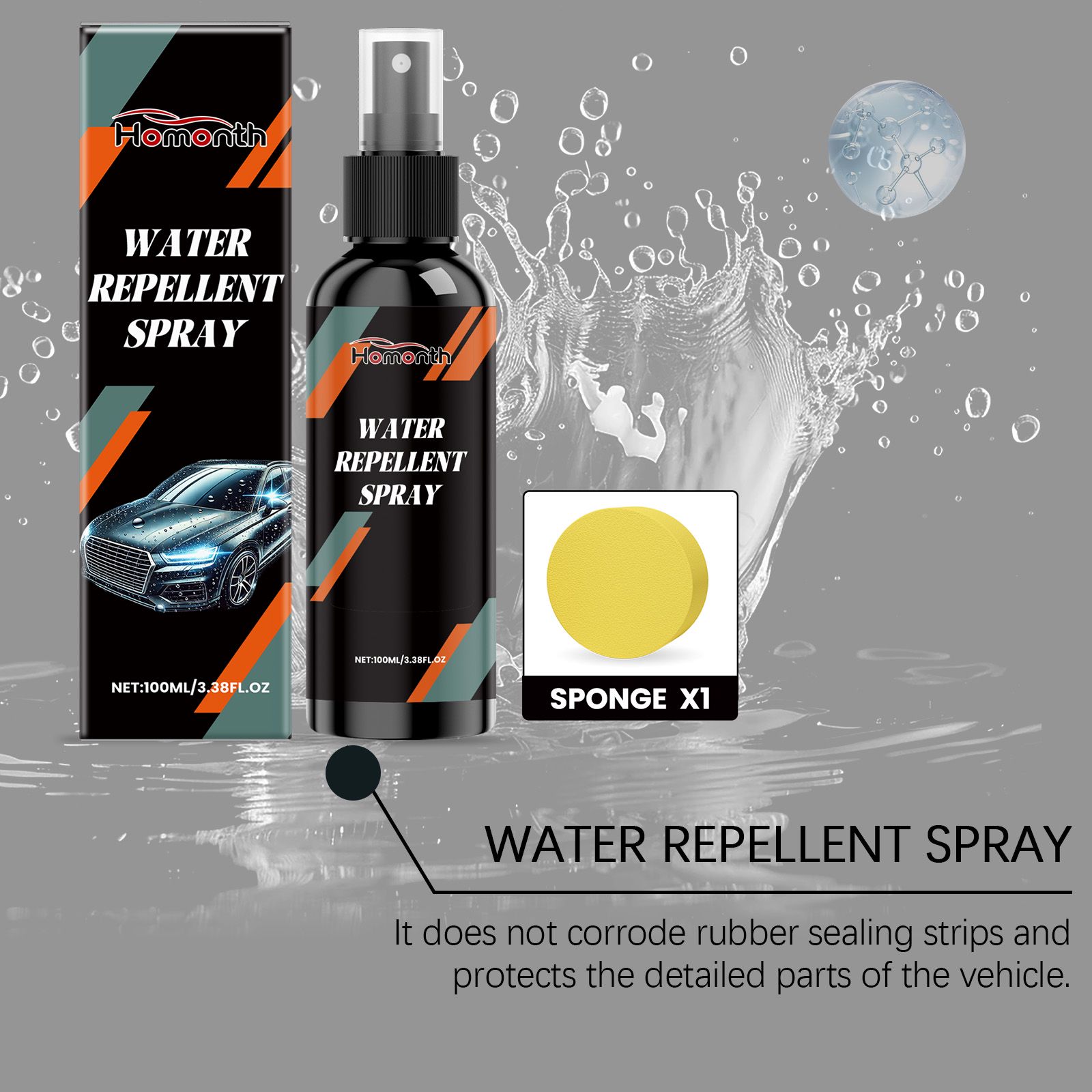 Car Waterproof Spray Water Repellent For Windshield Mirror And Glass Protection