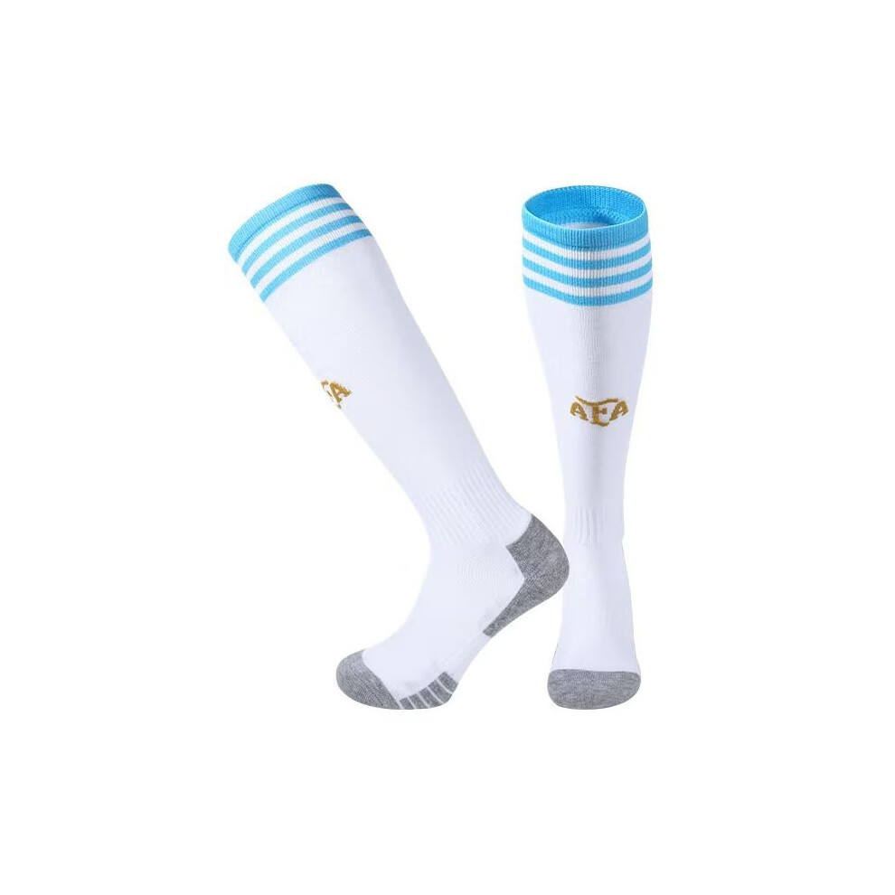 (Argentina-Kids EU 30~36) Football Socks For Argentina Home Kids and Adults Training Sport Racing Stocking