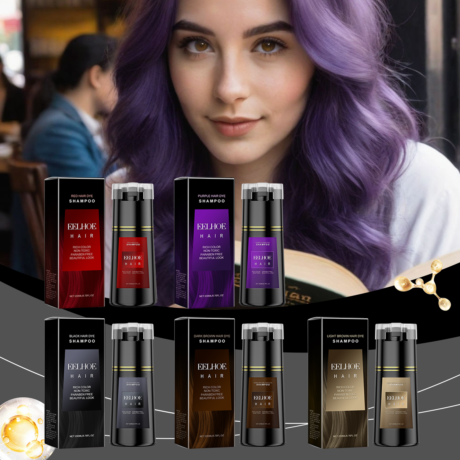 Red Hair Dyeing Shampoo Natural Non-irritating Nourish Scalp Easy Coloring Lasting Effect Smoothing Hair Dyeing