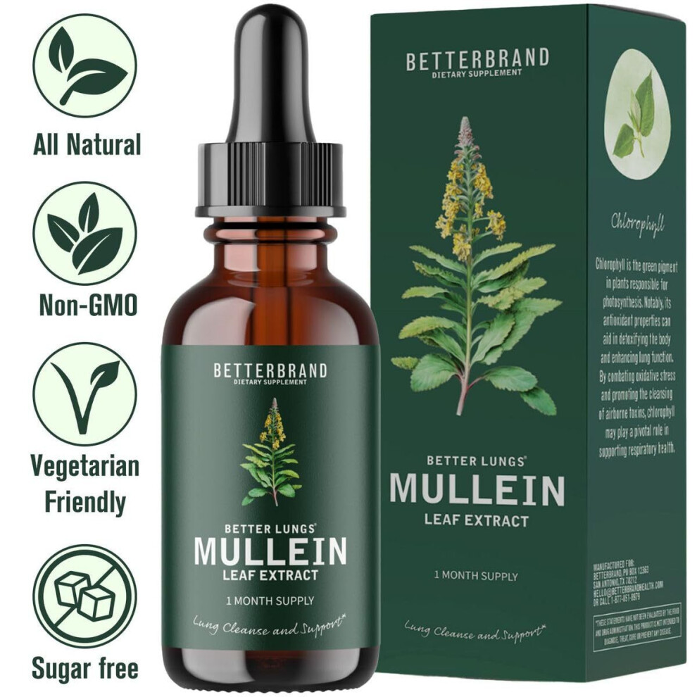 Leaf Extract for Lungs Mullein Drops for Lungs Natural Mullein Leaf Drops for Smokers Cleanse Respiratory Function for Lungs Detox Healthcare Supplement