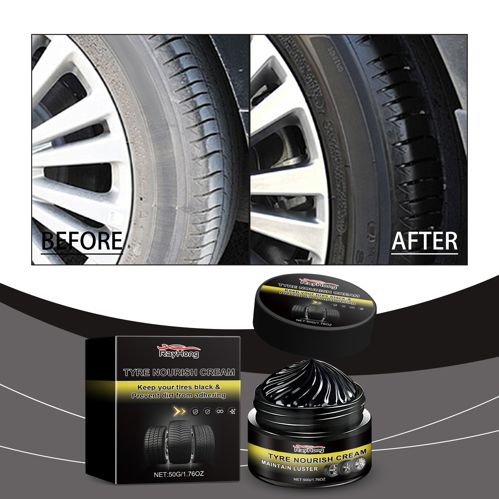 Car Tyre Retreading Wax Long-lasting Protection Against Dirt Tyre Aging Dust Polishing Wheel Brightening Cream Car Cleaner ﻿
