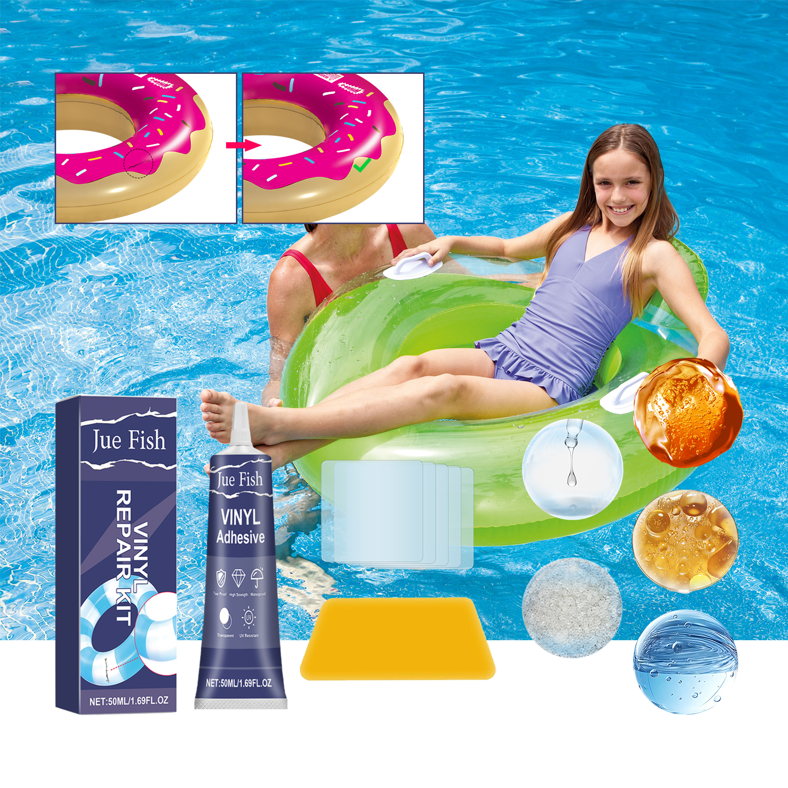 Pool Liner Patch Repair Kit Transparent Air Mattress Patch Kit Heavy Duty Inflatable Repair Kit for Air Mattress Bounce House ﻿