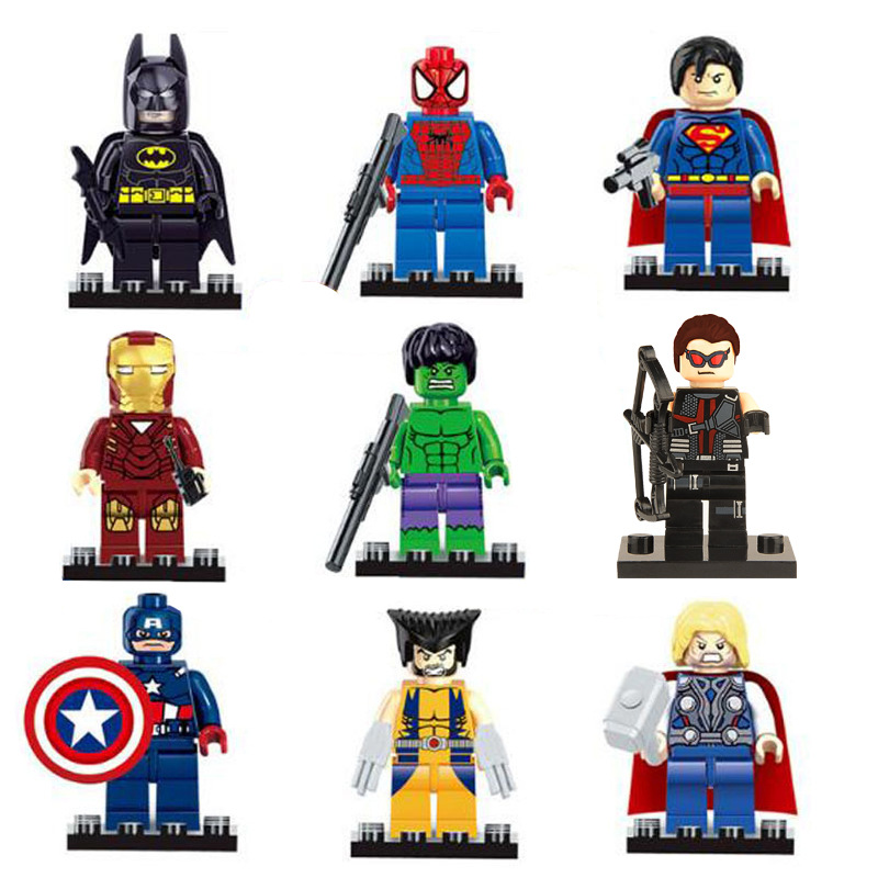 (6 Pcs) Mini Figures Superhero Cartoon Character Set Building Blocks Toys Gift for Kids Party Bag Fillers Party Supplies Anime Collection