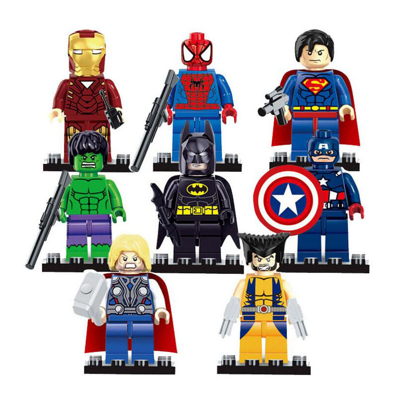 (6 Pcs) Mini Figures Superhero Cartoon Character Set Building Blocks Toys Gift for Kids Party Bag Fillers Party Supplies Anime Collection