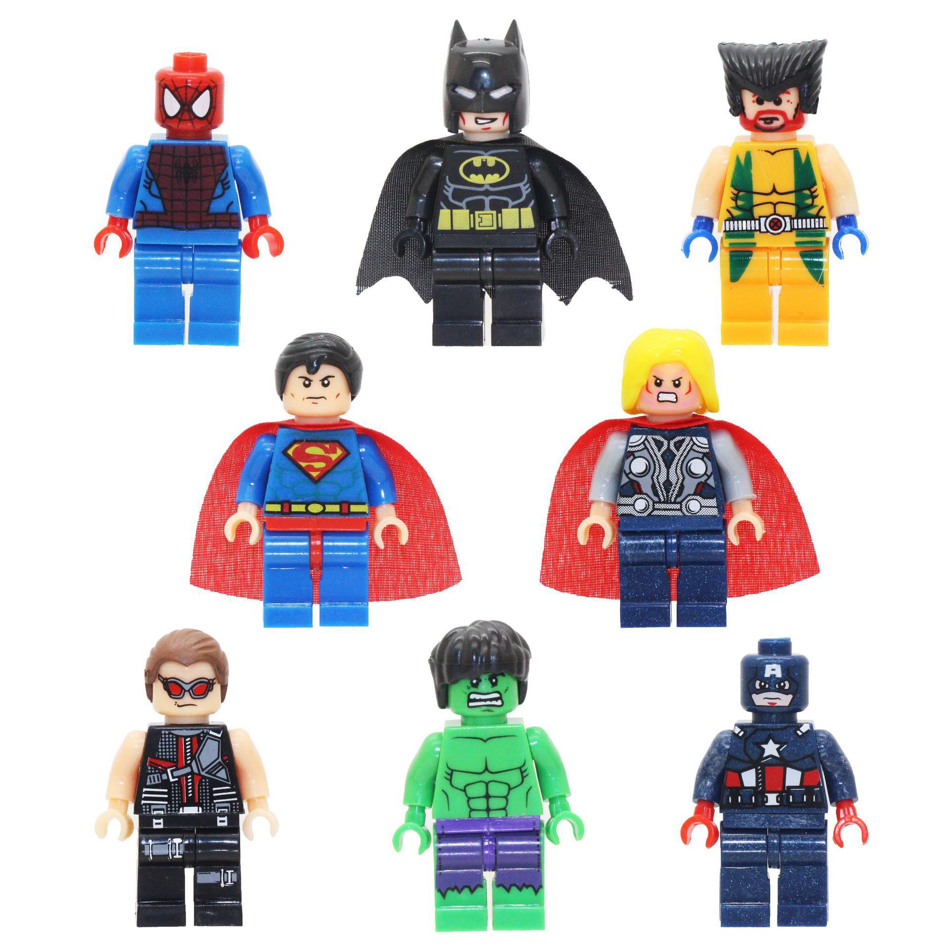 (6 Pcs) Mini Figures Superhero Cartoon Character Set Building Blocks Toys Gift for Kids Party Bag Fillers Party Supplies Anime Collection