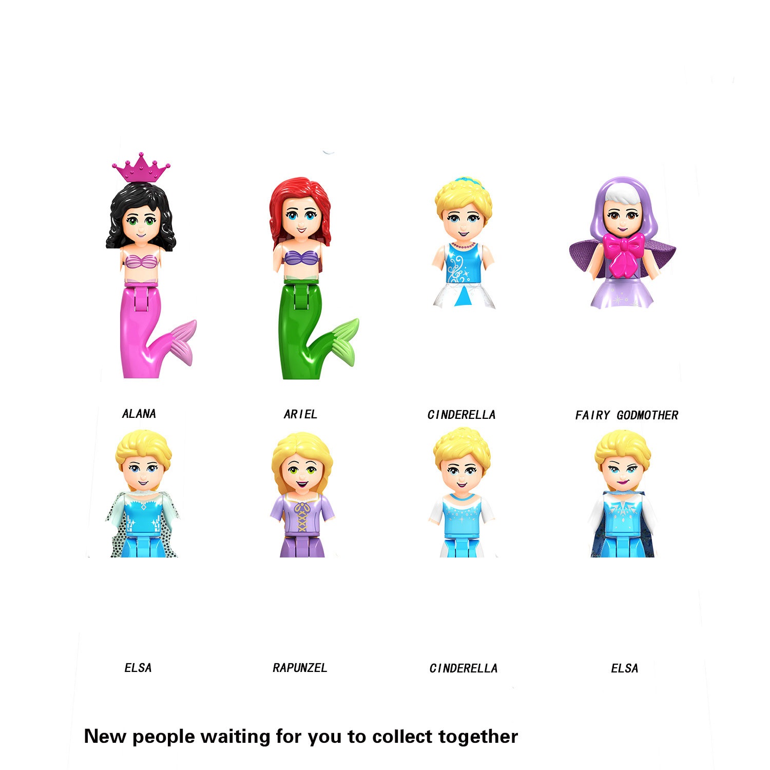 (Style B) Fairy Tale Princess Girl Belle Beast Anna Model Assemble Character Construction Toys For Children