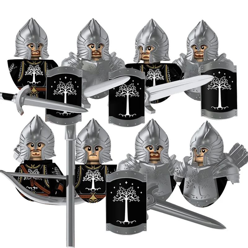 (Style G) Kids Toys Lord Rings Series Action Figures Gondor Soldiers Medieval Military Figures Model Building Blocks Boys Birthday Gifts