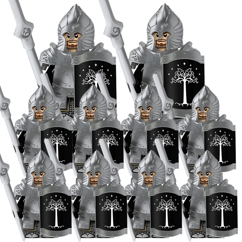 (Style G) Kids Toys Lord Rings Series Action Figures Gondor Soldiers Medieval Military Figures Model Building Blocks Boys Birthday Gifts