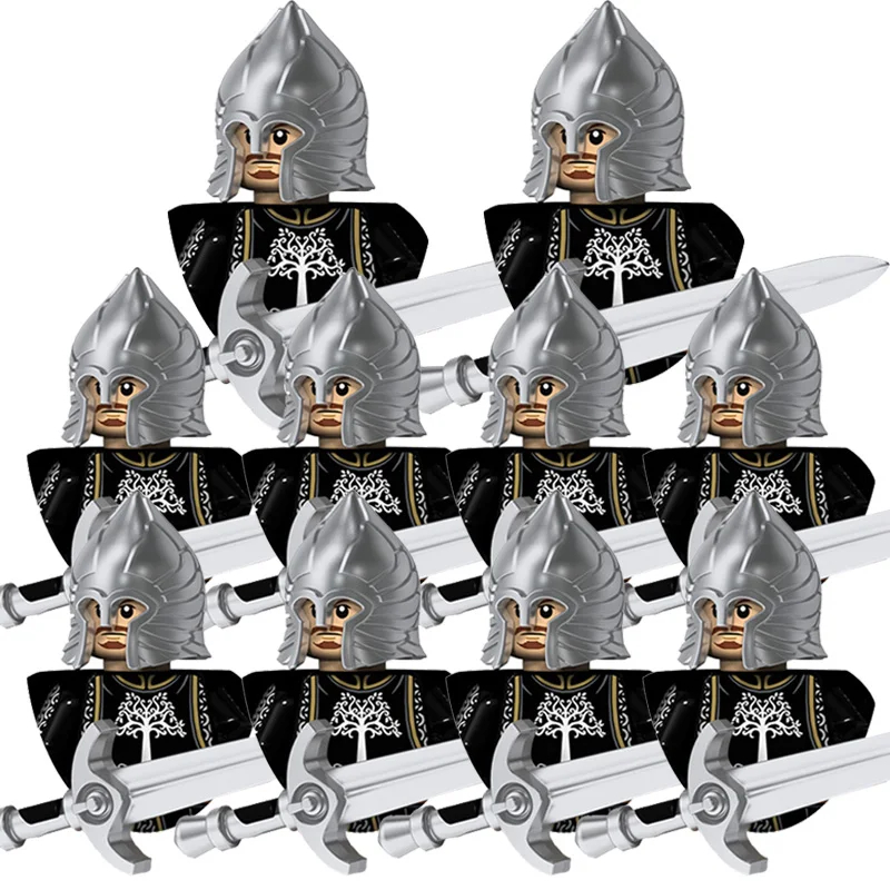 (Style G) Kids Toys Lord Rings Series Action Figures Gondor Soldiers Medieval Military Figures Model Building Blocks Boys Birthday Gifts