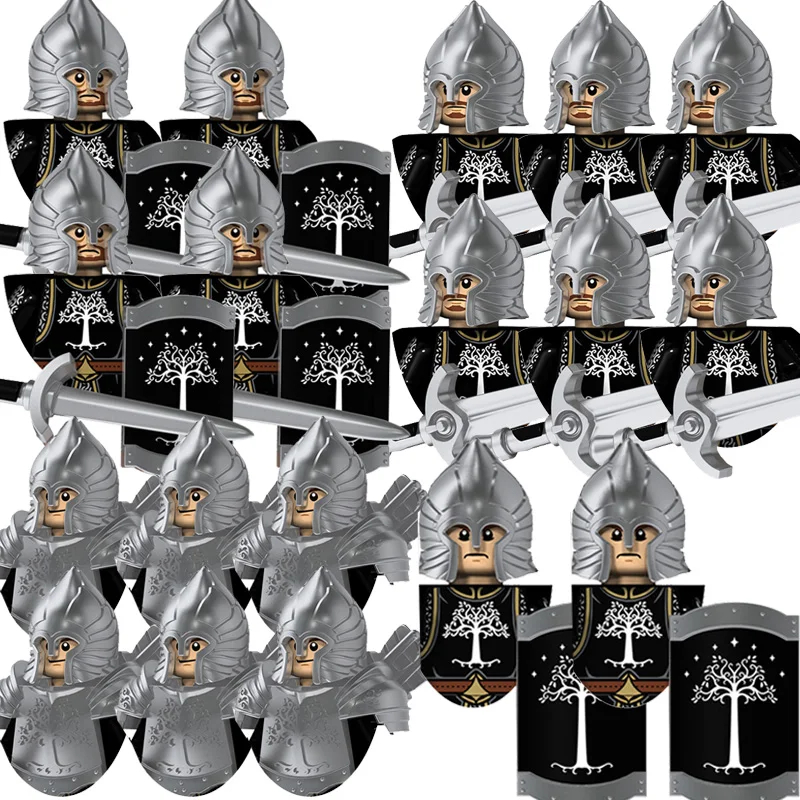 (Style G) Kids Toys Lord Rings Series Action Figures Gondor Soldiers Medieval Military Figures Model Building Blocks Boys Birthday Gifts