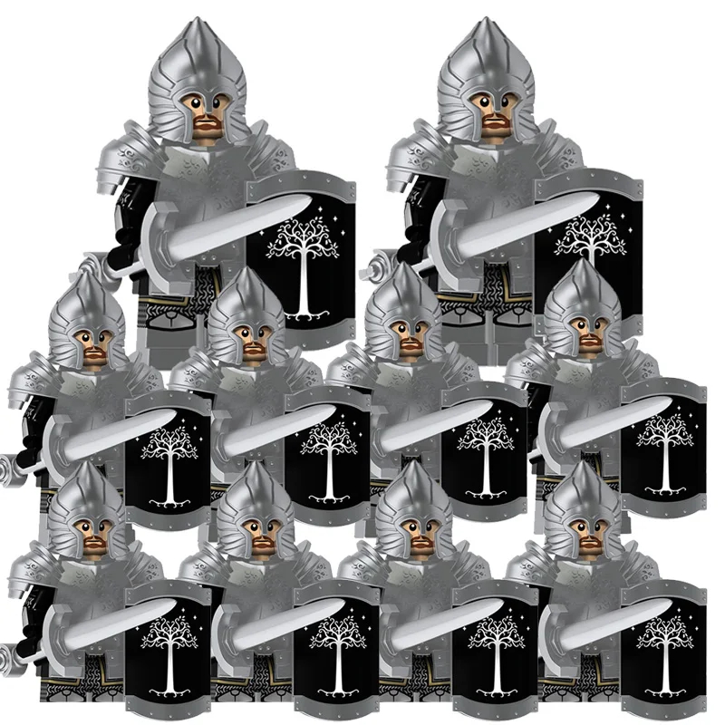 (Style G) Kids Toys Lord Rings Series Action Figures Gondor Soldiers Medieval Military Figures Model Building Blocks Boys Birthday Gifts