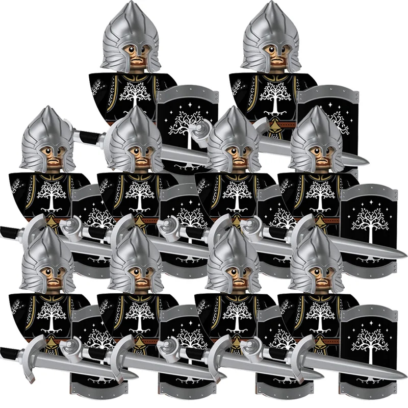 (Style G) Kids Toys Lord Rings Series Action Figures Gondor Soldiers Medieval Military Figures Model Building Blocks Boys Birthday Gifts