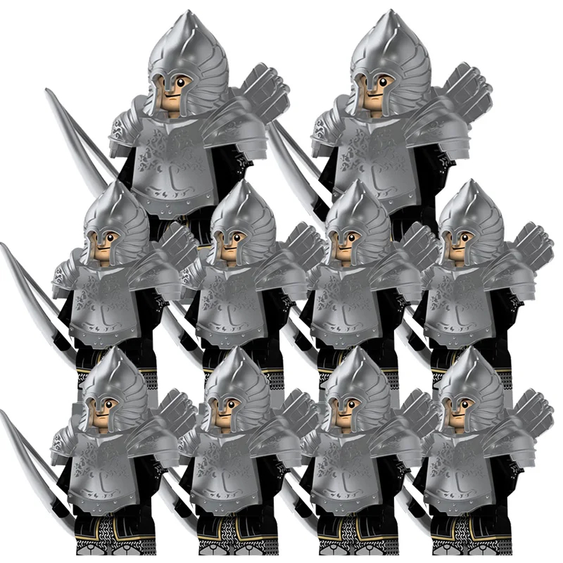 (Style G) Kids Toys Lord Rings Series Action Figures Gondor Soldiers Medieval Military Figures Model Building Blocks Boys Birthday Gifts