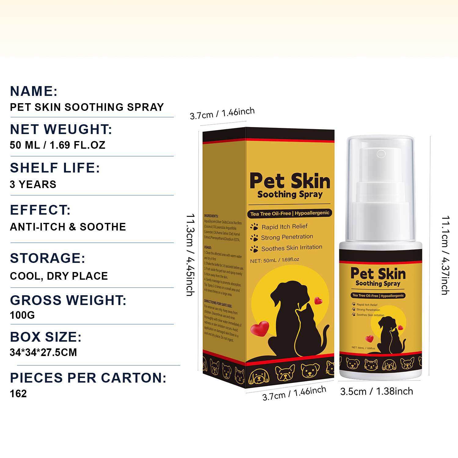 Pet Skin Soothing Spray Silver Ions Lavender Coconut Oil For Calming Hydrating And Allergy Relief 50ml