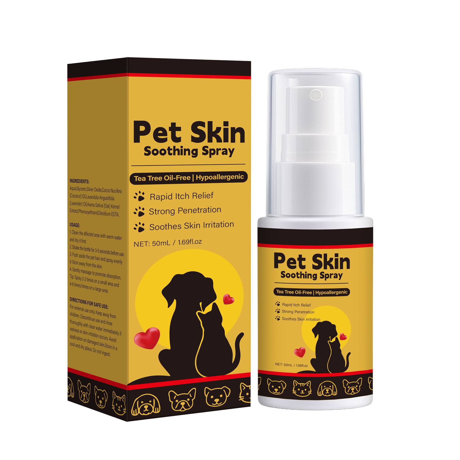 Pet Skin Soothing Spray Silver Ions Lavender Coconut Oil For Calming Hydrating And Allergy Relief 50ml