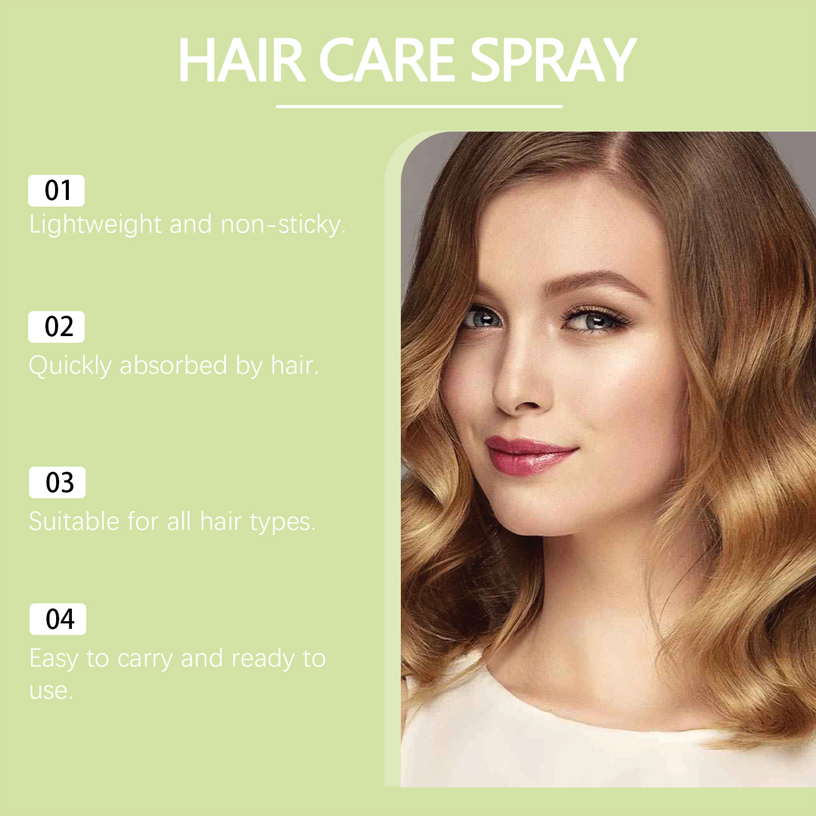 Hair Care Spray Natural Fluffy Soft Silky Glossy Nourish Hydrate Frizzy Hair