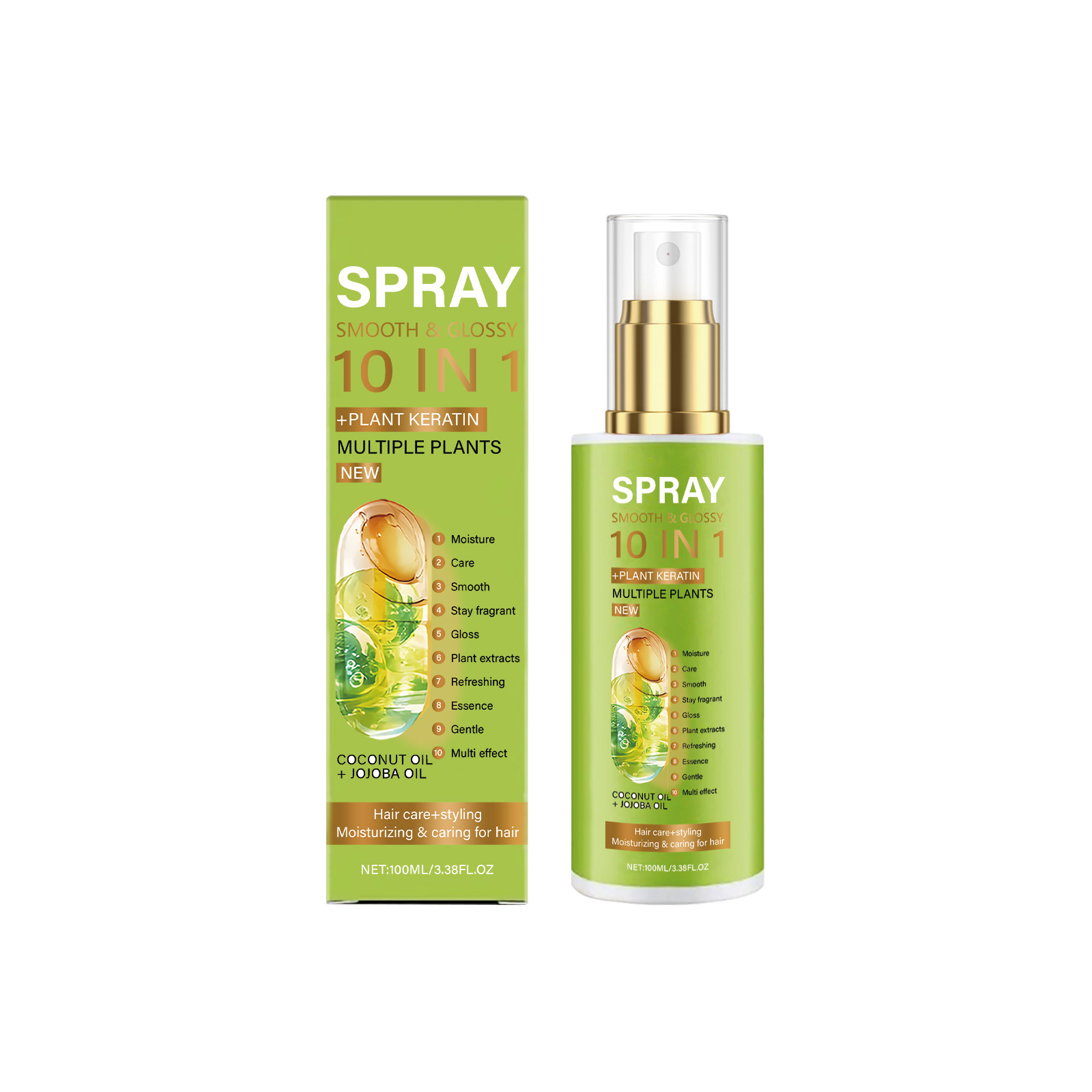 Hair Care Spray Natural Fluffy Soft Silky Glossy Nourish Hydrate Frizzy Hair