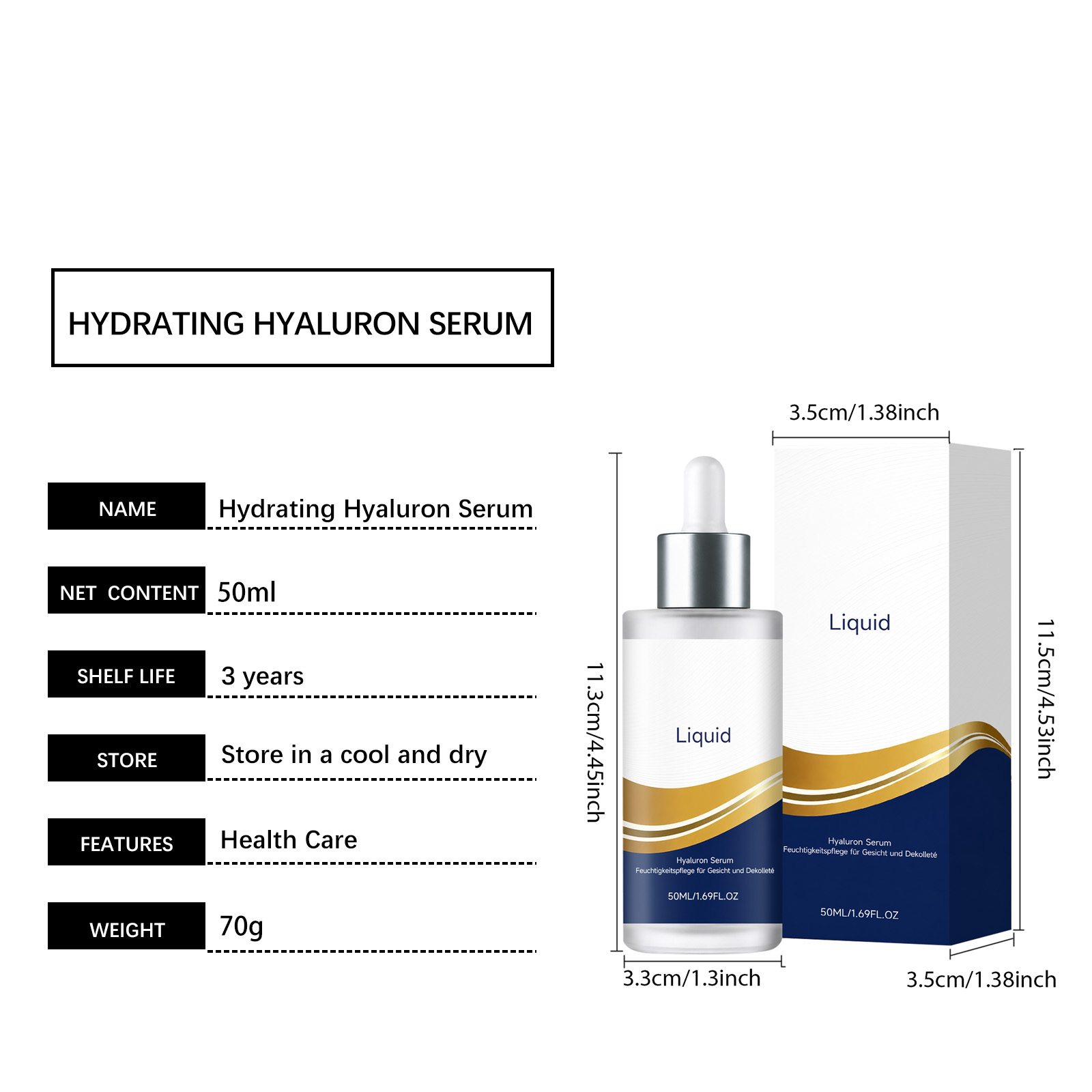 Hyaluronic Acid Moisturizing Essence Liquid Soft Hydrating Refreshing Non Sticky Facial Skin Daily Skin Care Serum