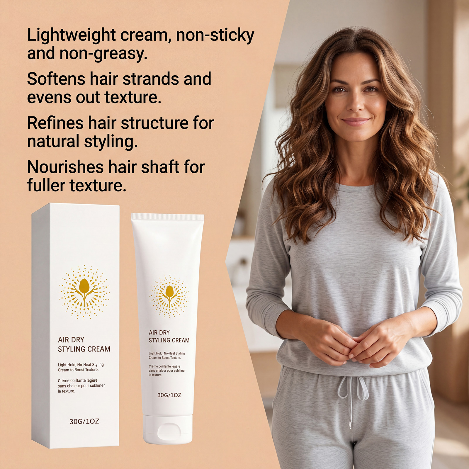 Leave In Styling Cream Light Non Greasy Hydrating Soft Mild Refreshing Hair Care Natural Shape