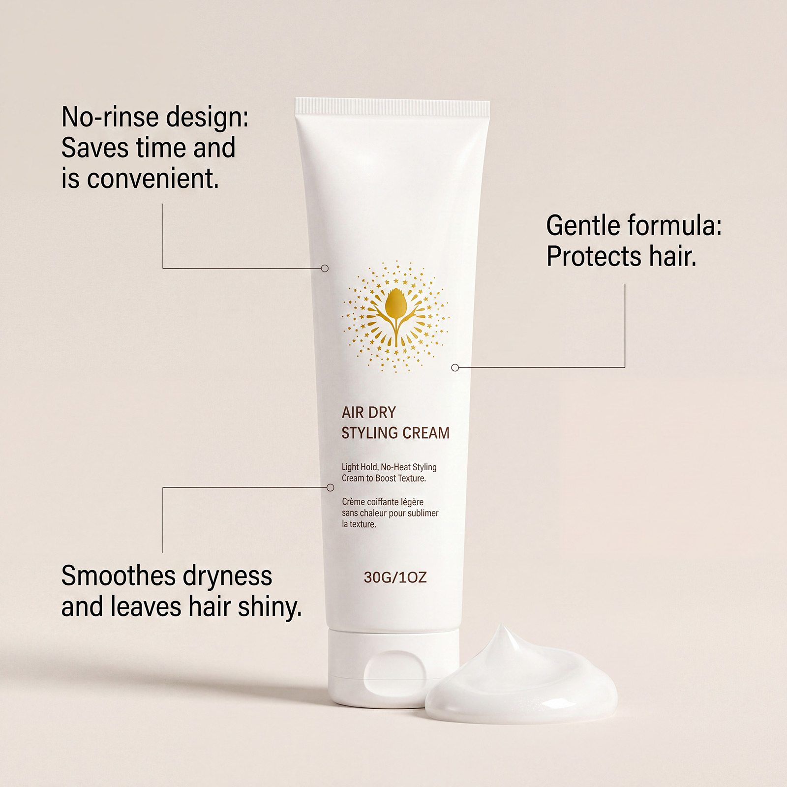 Leave In Styling Cream Light Non Greasy Hydrating Soft Mild Refreshing Hair Care Natural Shape