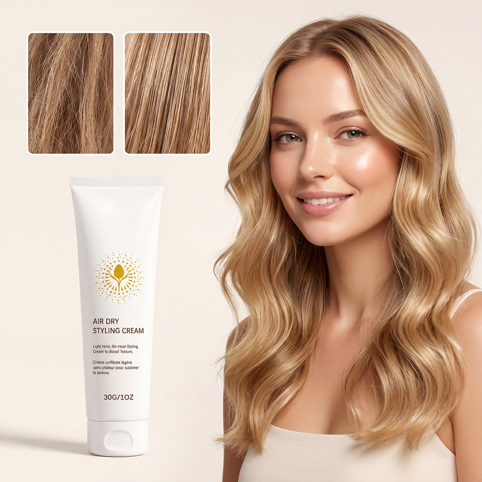 Leave In Styling Cream Light Non Greasy Hydrating Soft Mild Refreshing Hair Care Natural Shape