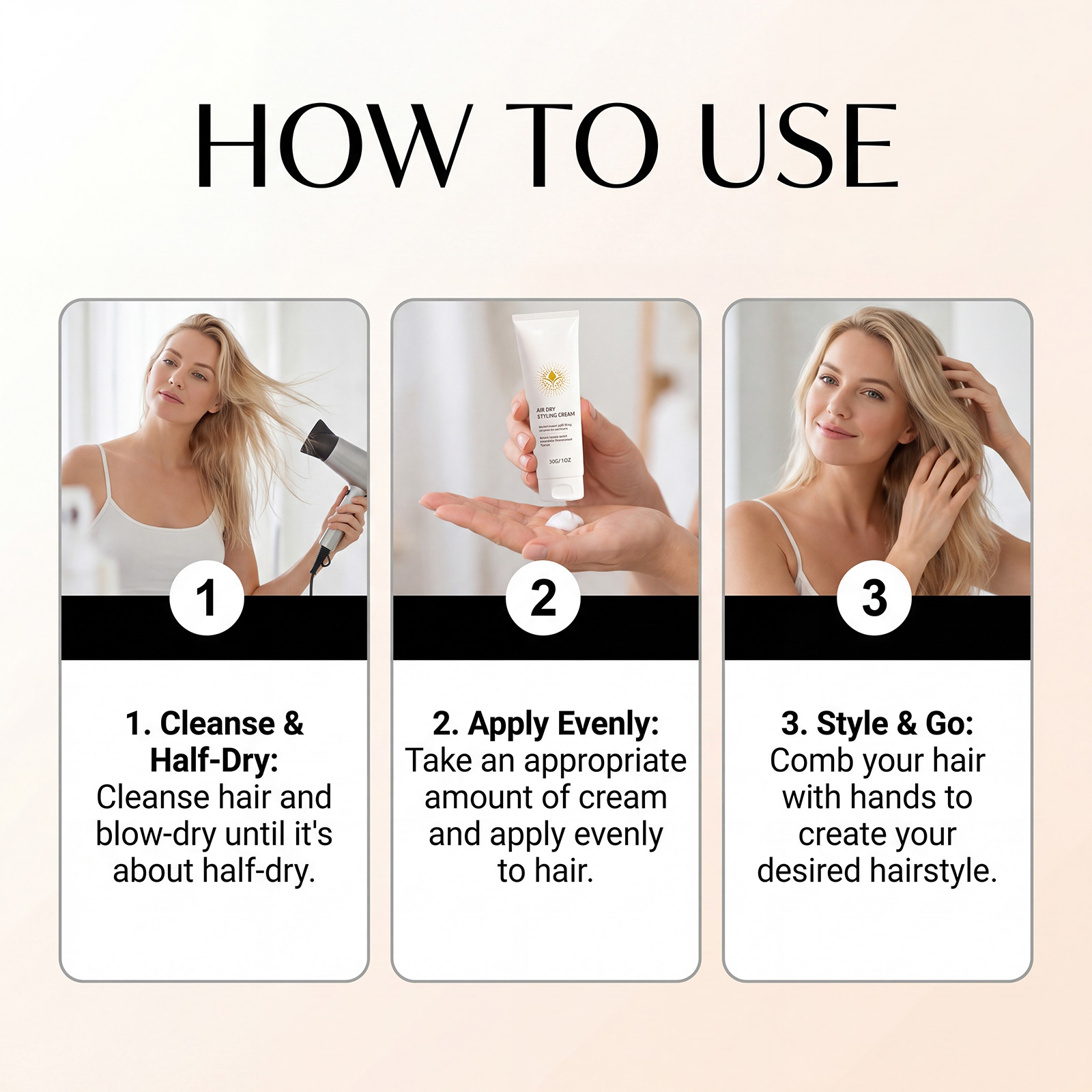 Leave In Styling Cream Light Non Greasy Hydrating Soft Mild Refreshing Hair Care Natural Shape