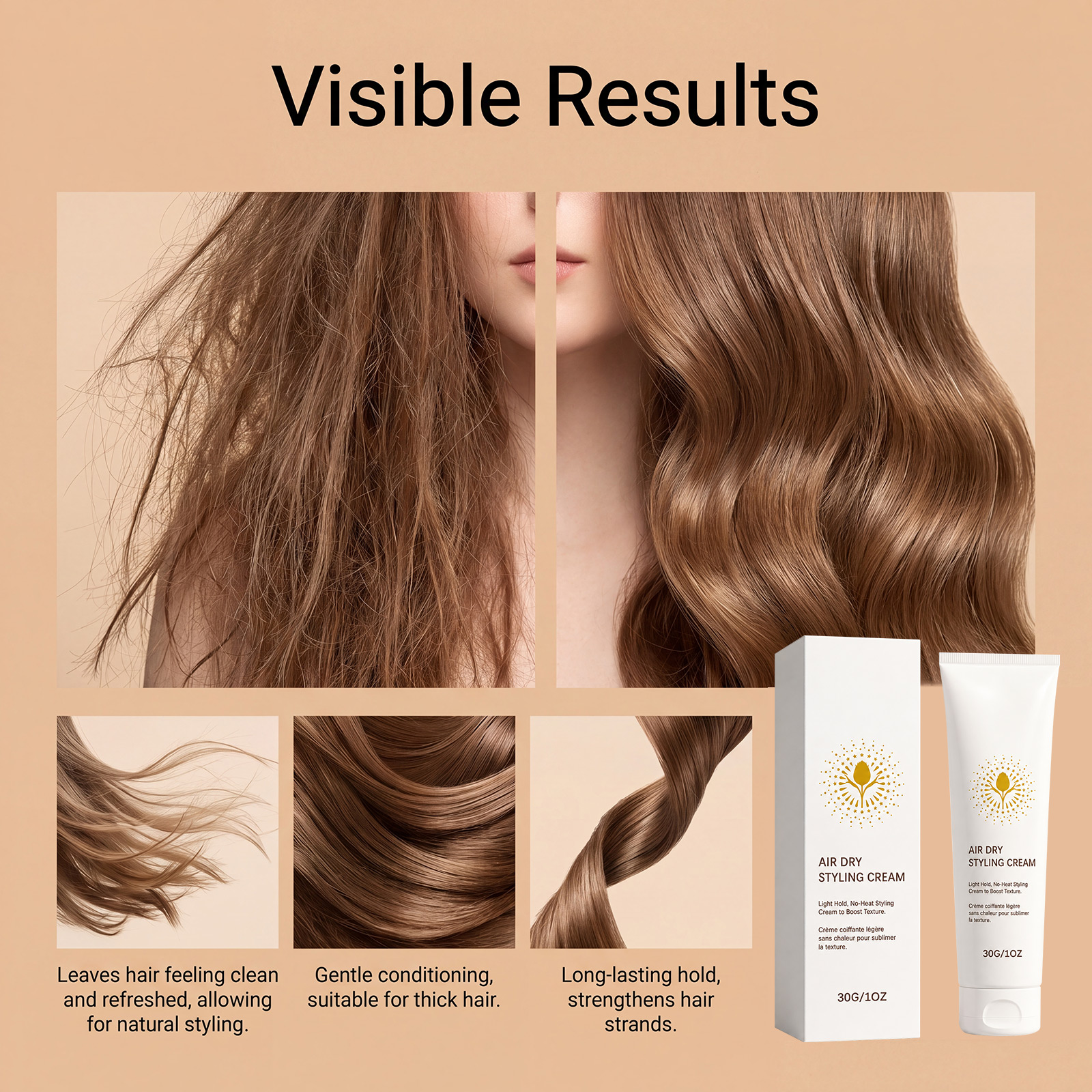 Leave In Styling Cream Light Non Greasy Hydrating Soft Mild Refreshing Hair Care Natural Shape