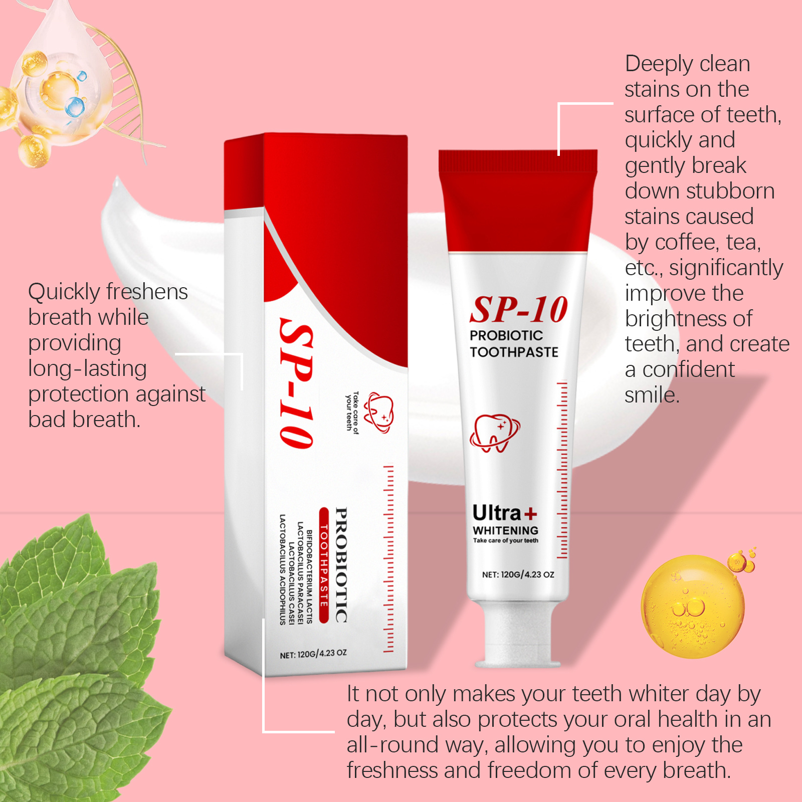 Probiotic Toothpaste Mild Cleansing Daily Care Refreshing Clean Oral Fresh Teeth Protection Gentle Sanitizing Natural Mouth Maintenance Bright Enamel Upkeep