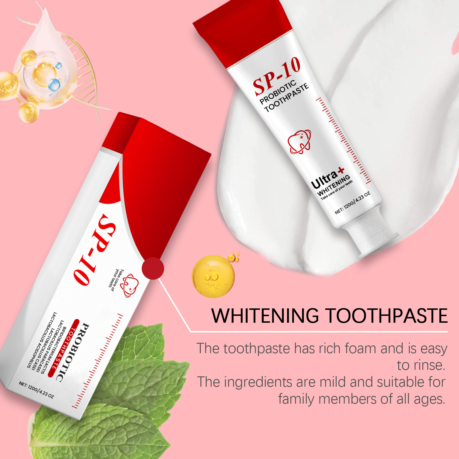 Probiotic Toothpaste Mild Cleansing Daily Care Refreshing Clean Oral Fresh Teeth Protection Gentle Sanitizing Natural Mouth Maintenance Bright Enamel Upkeep