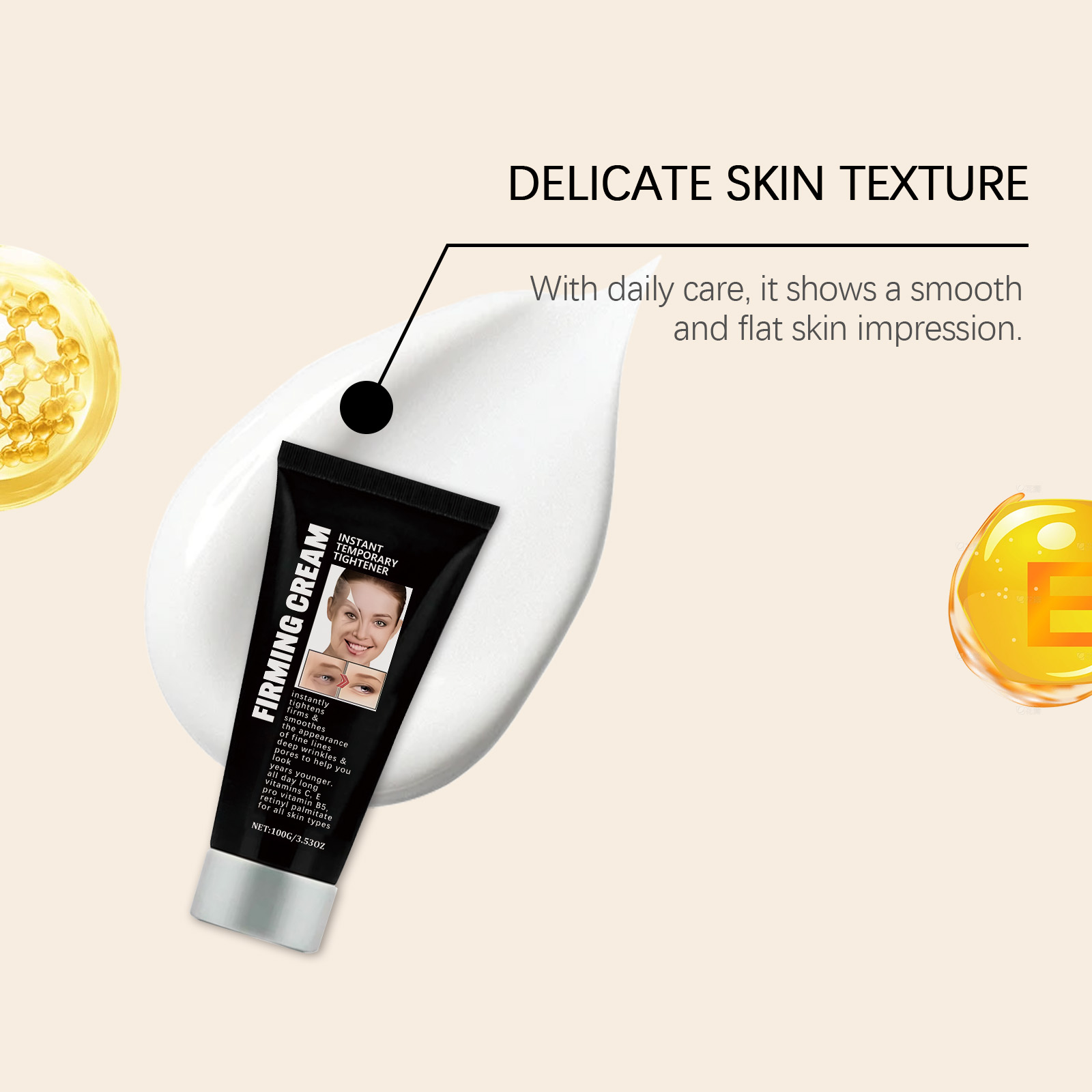 Facial Firming Cream Mild Erases Fine Lines Nourishes Hydrates Fixes Dry Skin Tightens Eye Facial Areas