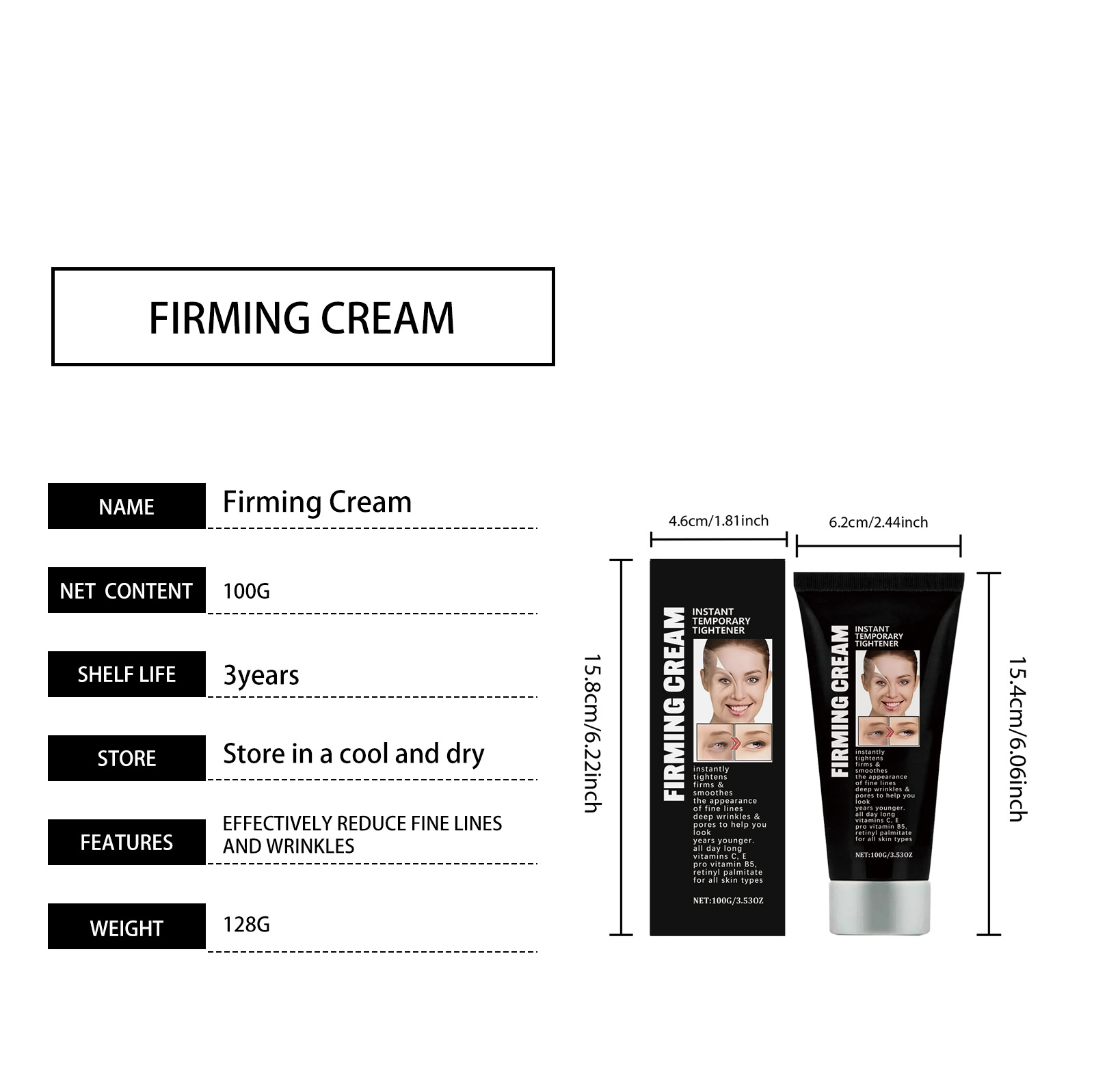 Facial Firming Cream Mild Erases Fine Lines Nourishes Hydrates Fixes Dry Skin Tightens Eye Facial Areas