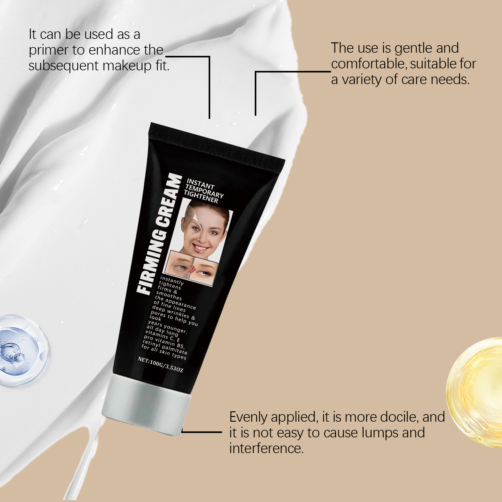 Facial Firming Cream Mild Erases Fine Lines Nourishes Hydrates Fixes Dry Skin Tightens Eye Facial Areas