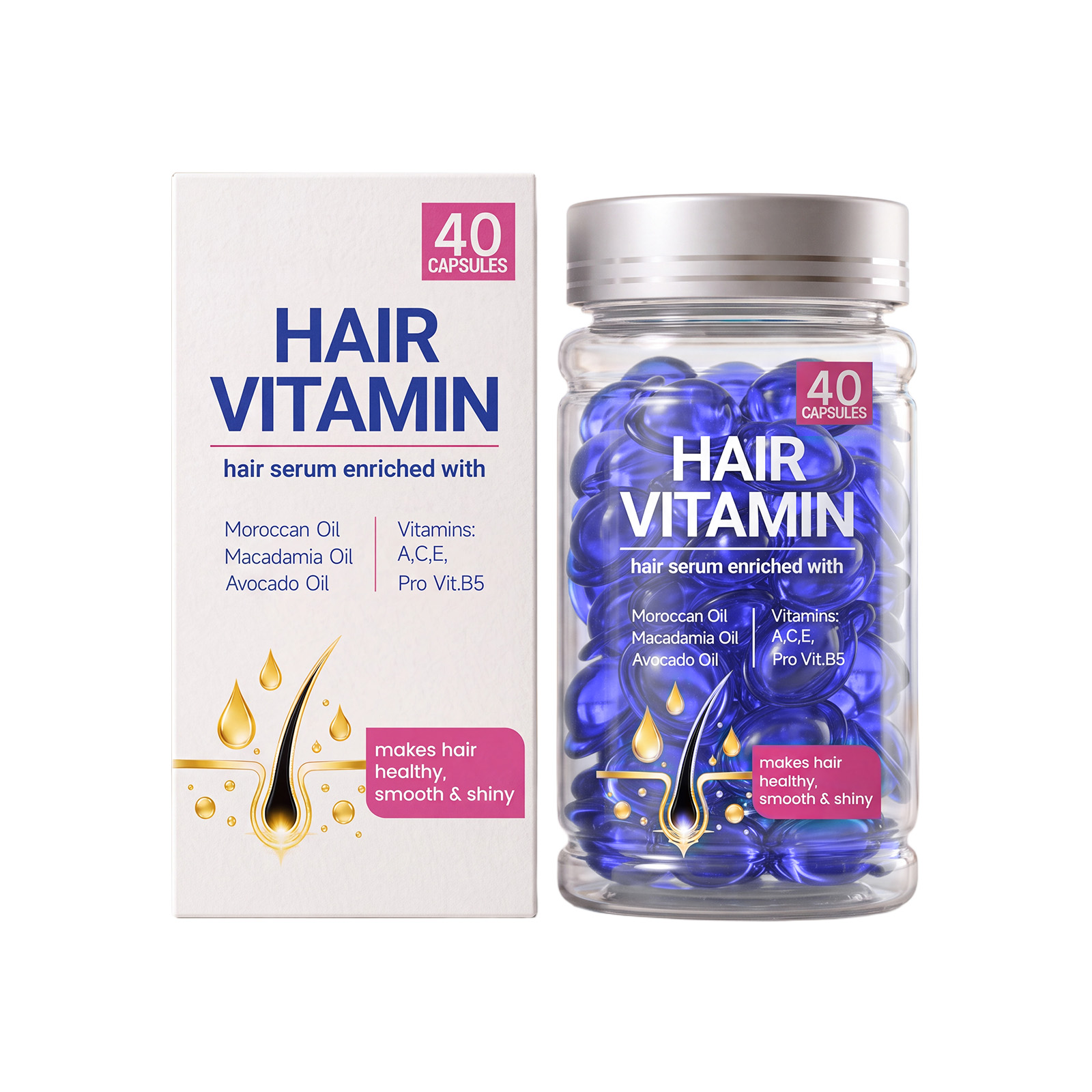 Smooth Hair Care Essence Capsules Mild Formula Soften Hair Strands Protect Tender Smooth Hair Gloss Moisturizing Hair Care