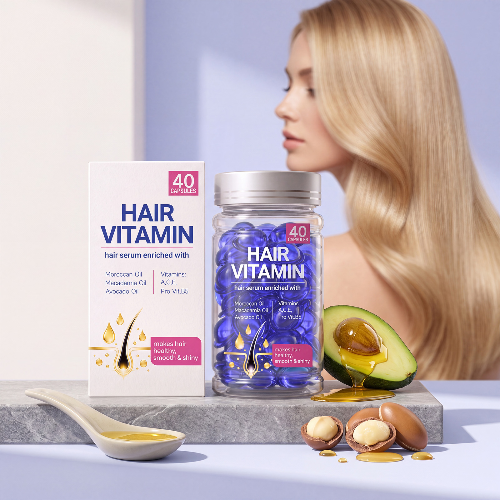 Smooth Hair Care Essence Capsules Mild Formula Soften Hair Strands Protect Tender Smooth Hair Gloss Moisturizing Hair Care