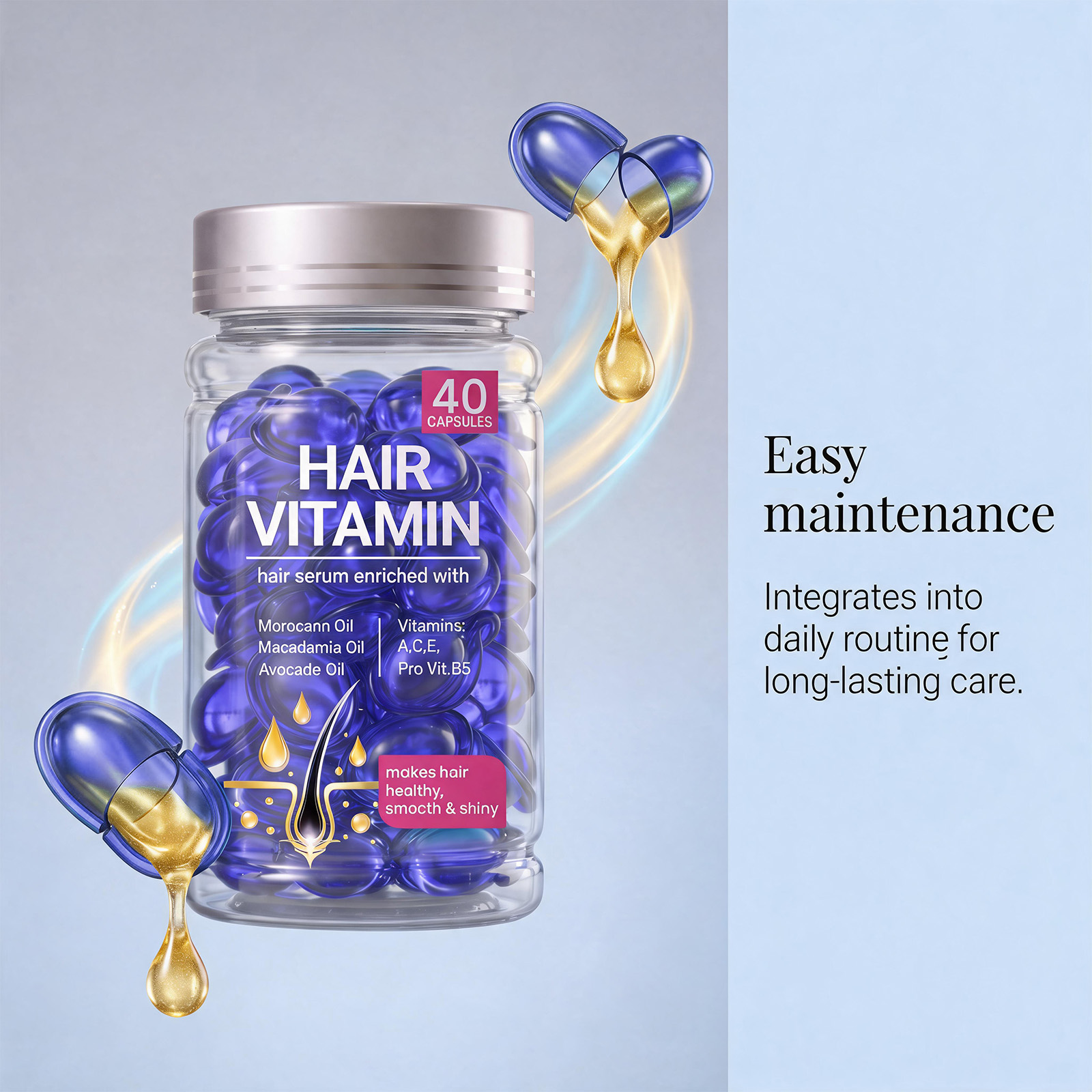 Smooth Hair Care Essence Capsules Mild Formula Soften Hair Strands Protect Tender Smooth Hair Gloss Moisturizing Hair Care