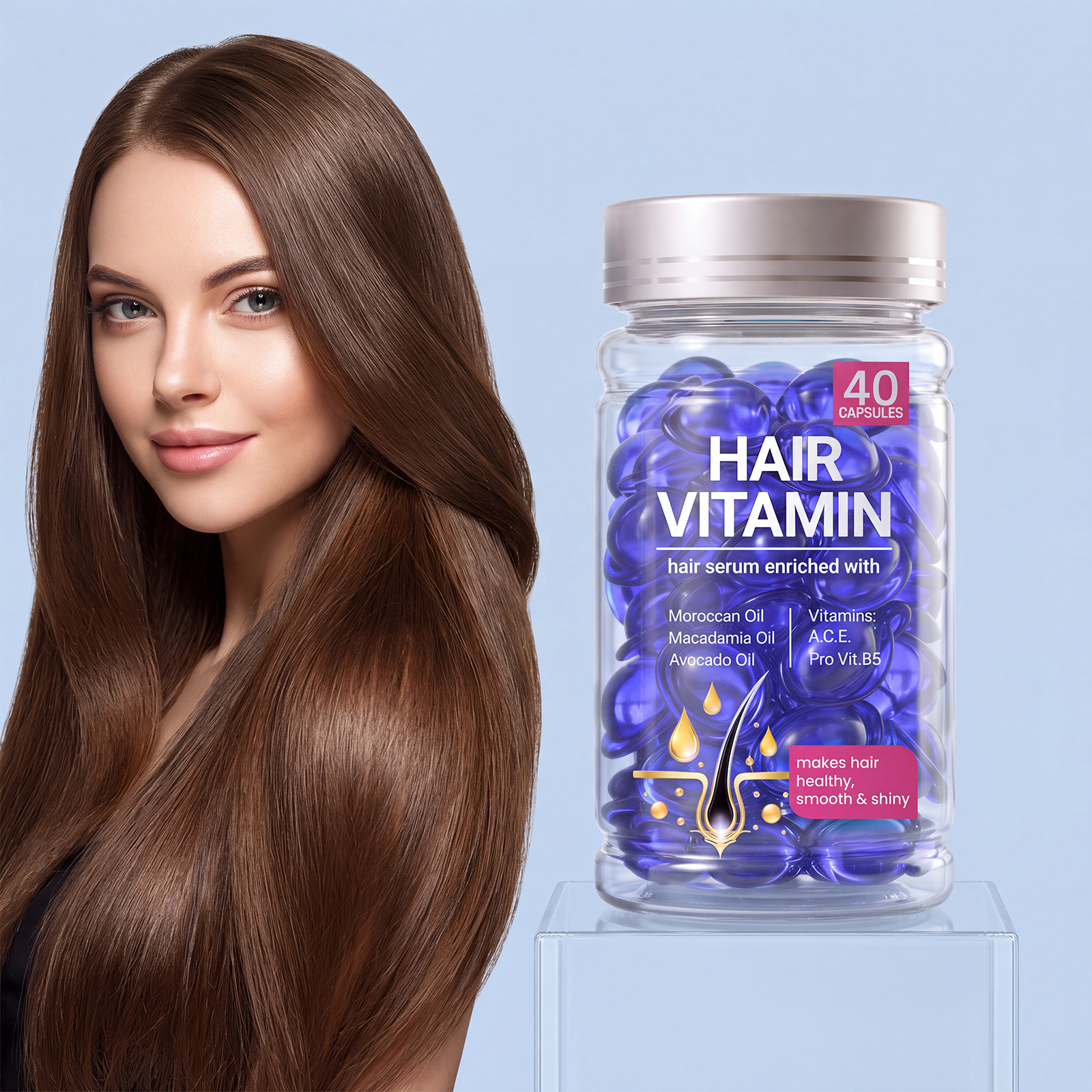 Smooth Hair Care Essence Capsules Mild Formula Soften Hair Strands Protect Tender Smooth Hair Gloss Moisturizing Hair Care