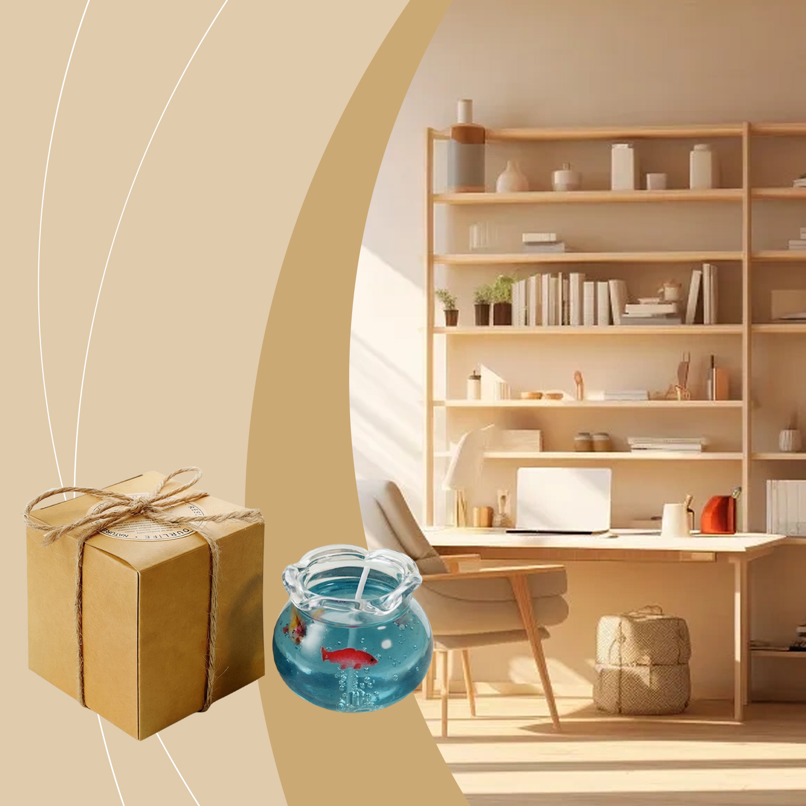 Mini Fish Tank Scented Candle Creative Appearance Fragrance Air Bedroom Living Room Fresh Atmosphere Easy Application
