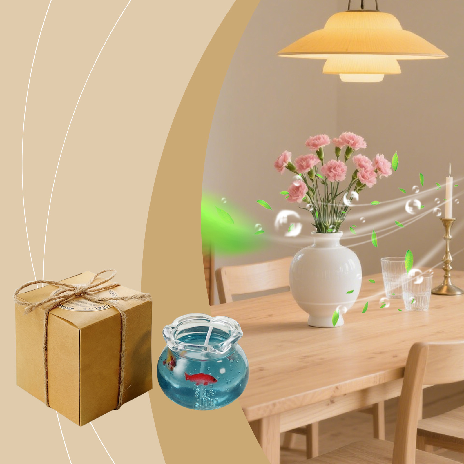 Mini Fish Tank Scented Candle Creative Appearance Fragrance Air Bedroom Living Room Fresh Atmosphere Easy Application