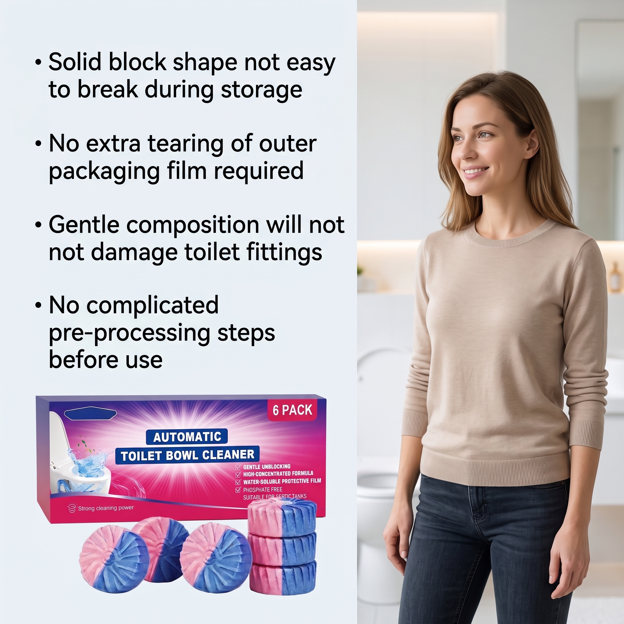 Toilet Cleaning Block Household Bathroom Stain Removal Yellowing Eliminate Odor Daily Convenient Fragrant Toilet Cleaner