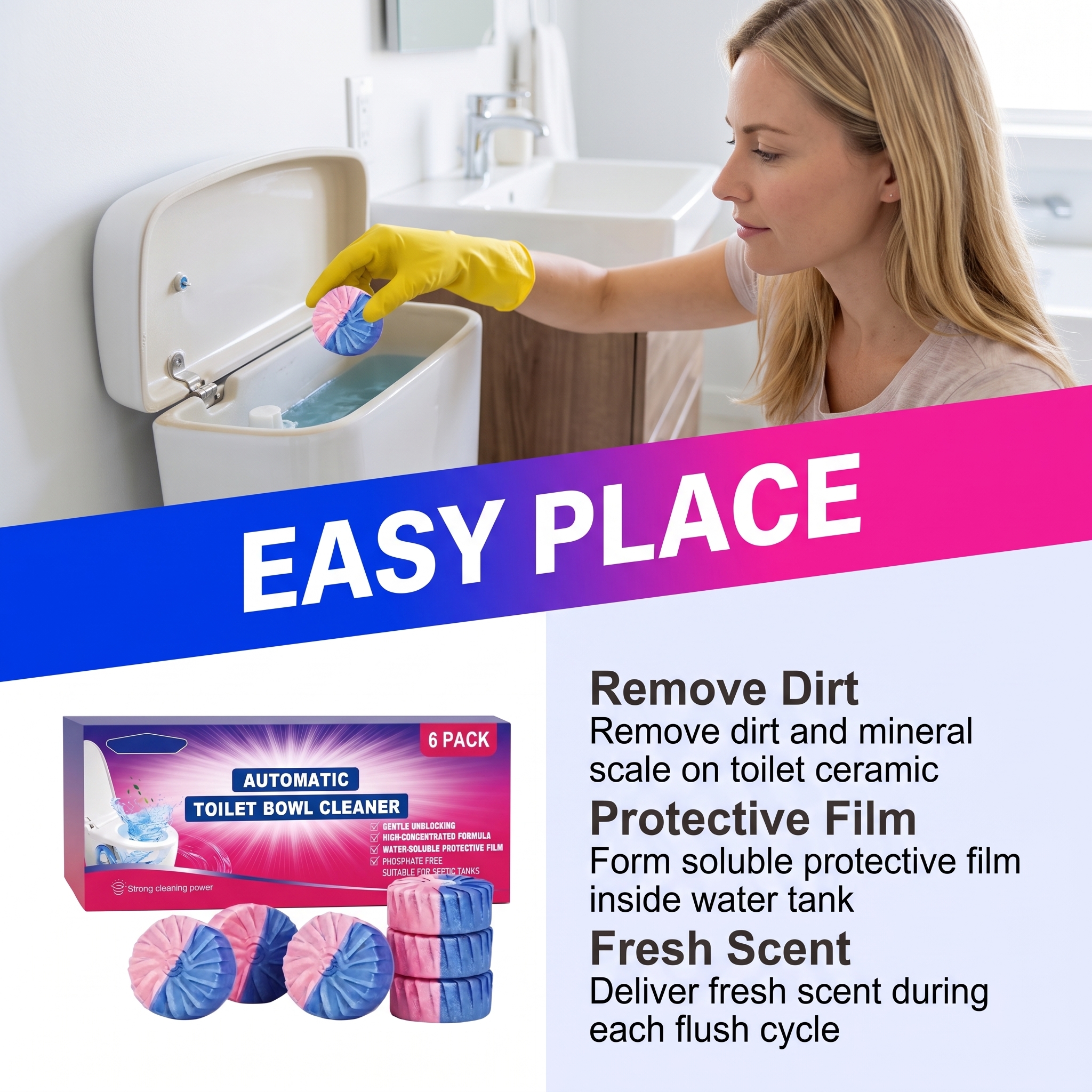 Toilet Cleaning Block Household Bathroom Stain Removal Yellowing Eliminate Odor Daily Convenient Fragrant Toilet Cleaner