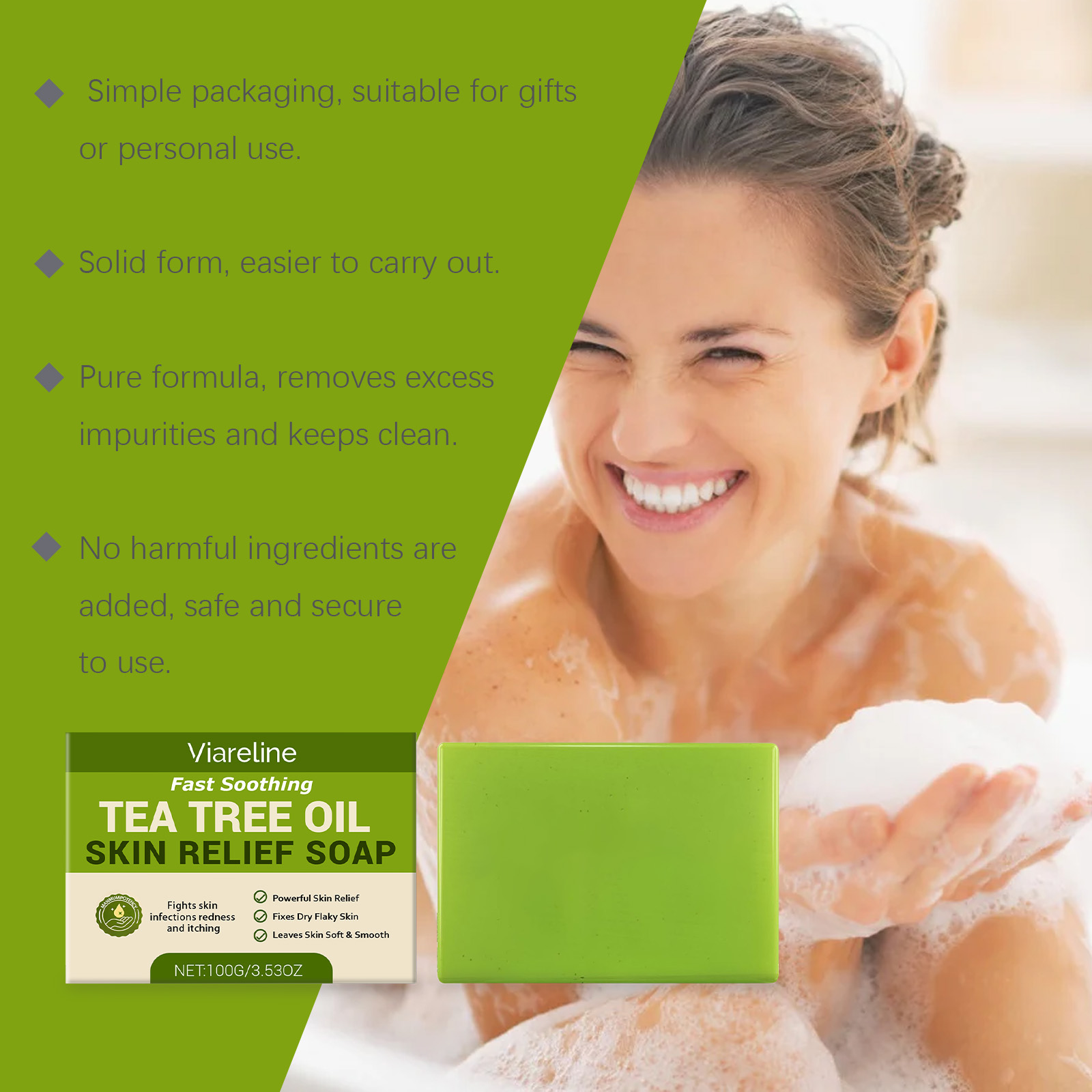 Tea Tree Oil Skin Soap Gentle Cleansing Refreshing Bath Comfort Moisturizing Nourishing Skin Care