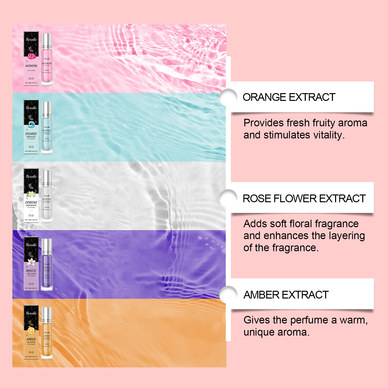 Orange Roll On Perfume Natural Long Lasting Fragrance Fresh Mild Daily Couple Dating Portable